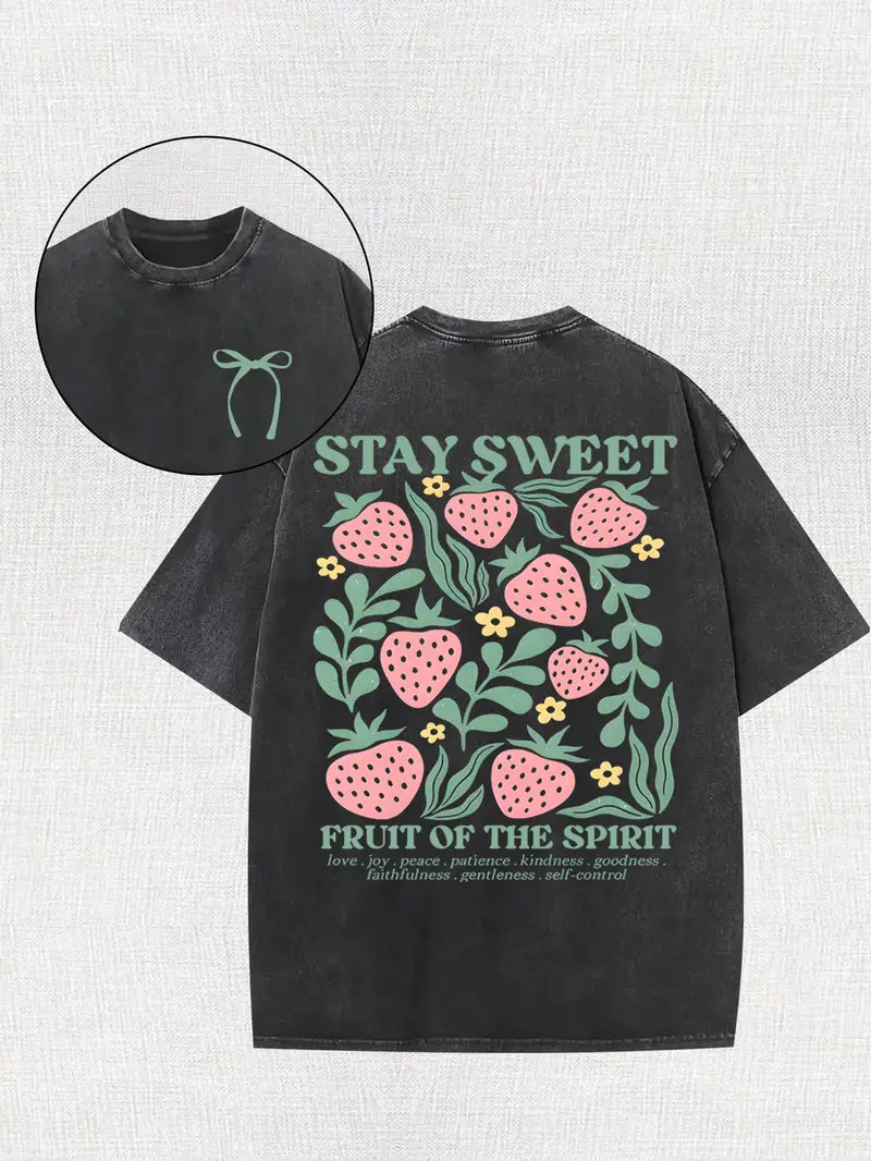 Stay Sweet Bow Tee - Acid Wash Tee - Christian Shirt - Jesus Tee - Christian Gift - Christian Apparel