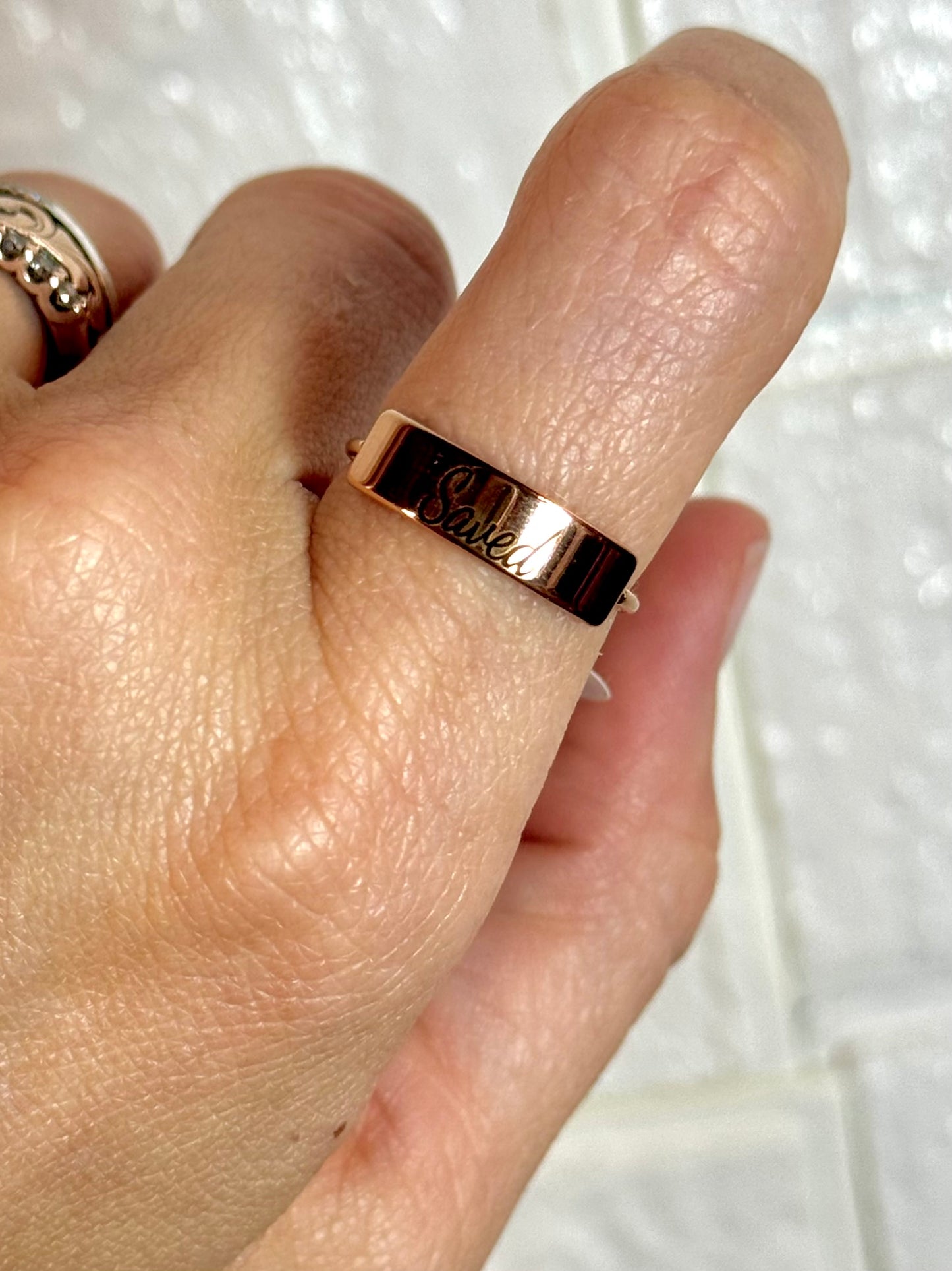 Engraved Name Plate Ring - Christian Jewelry - Christian Ring - Christian Gift