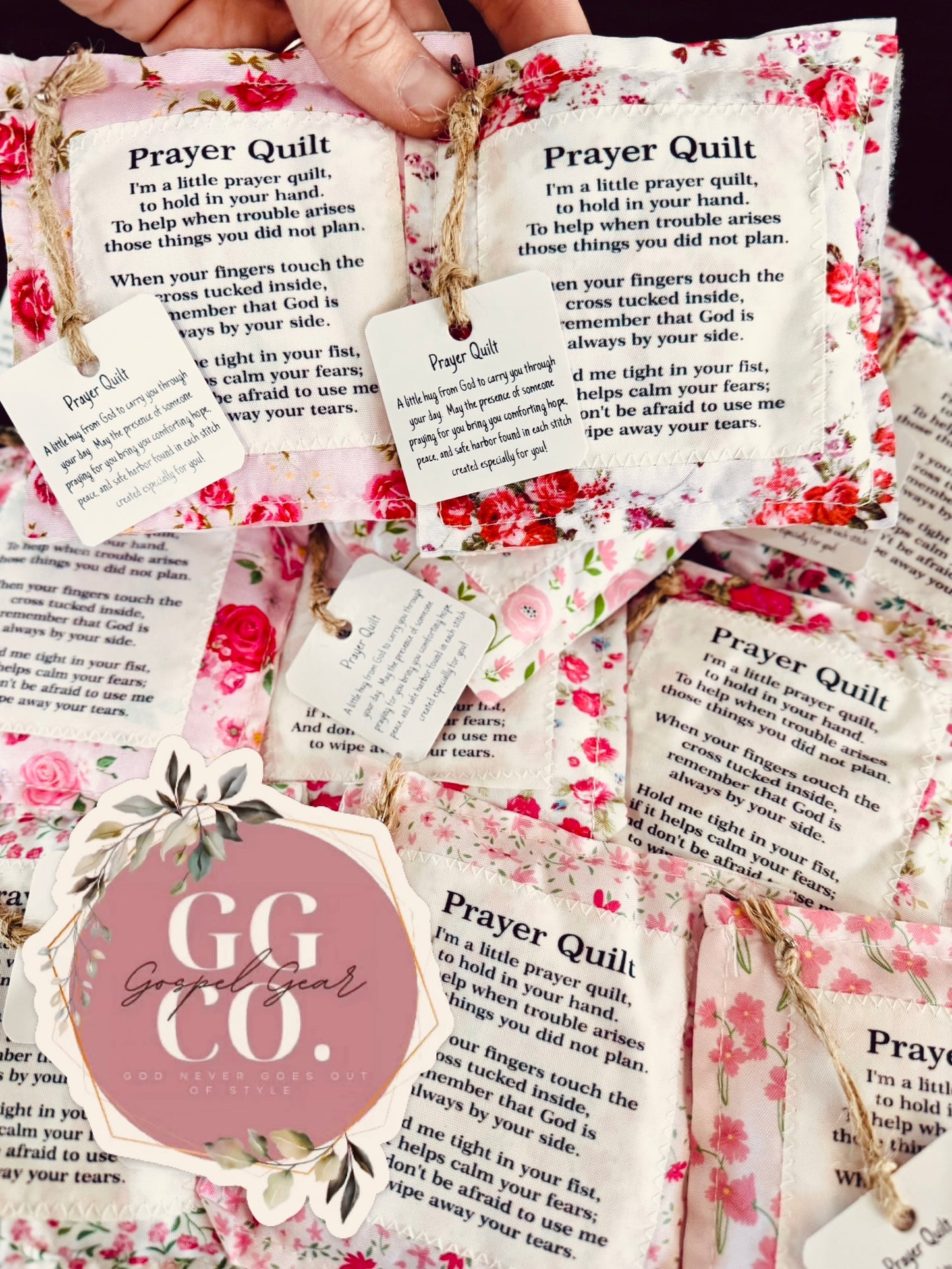 Floral Pink Pocket Prayer Quilt, Prayer Quilt, Faith In Your Hands, Handmade, Mothers Day, Prayer Cloth, Christian Gift