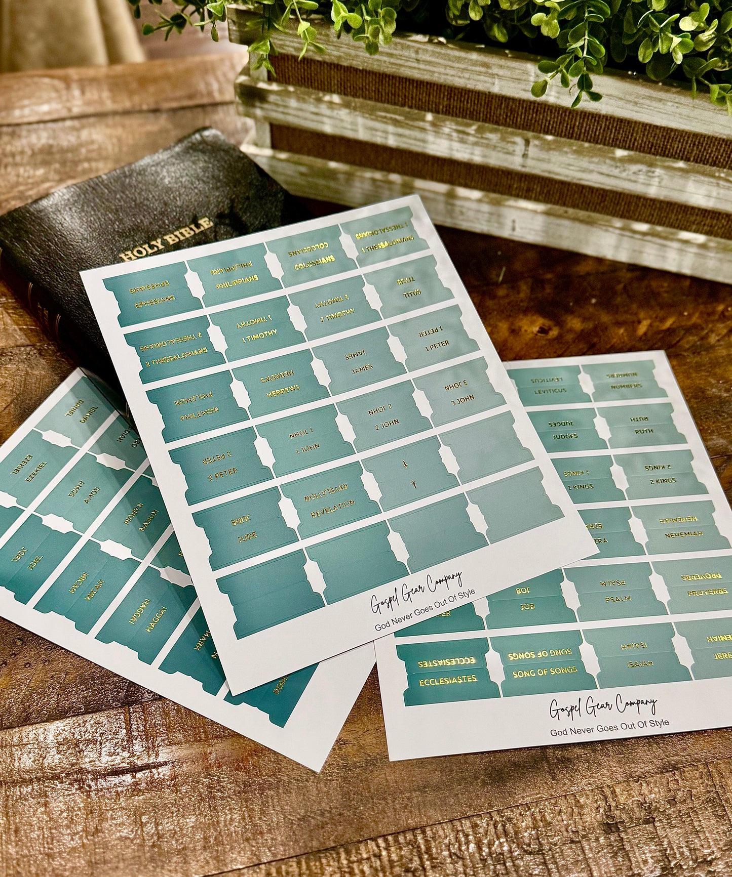 Gold Foil Sea Foam Matte Bible Tabs - Christian Bible Tabs - Christian Gift - Books Of The Bible Tabs - Bible Accessories - Bible Tabs