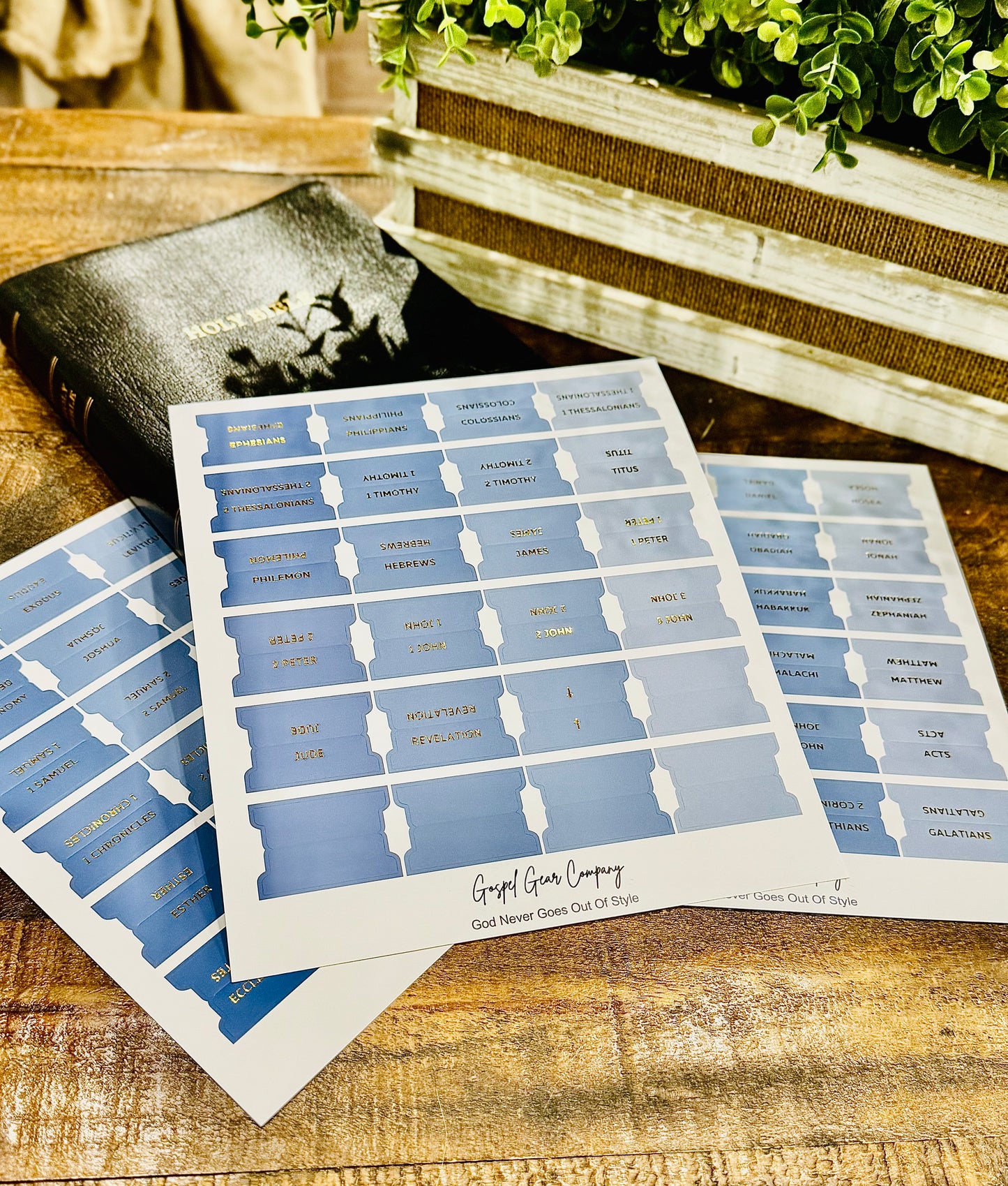 Gold Foil Ocean Breeze Matte Bible Tabs - Christian Bible Tabs - Christian Gift - Books Of The Bible Tabs - Bible Accessories - Bible Tabs