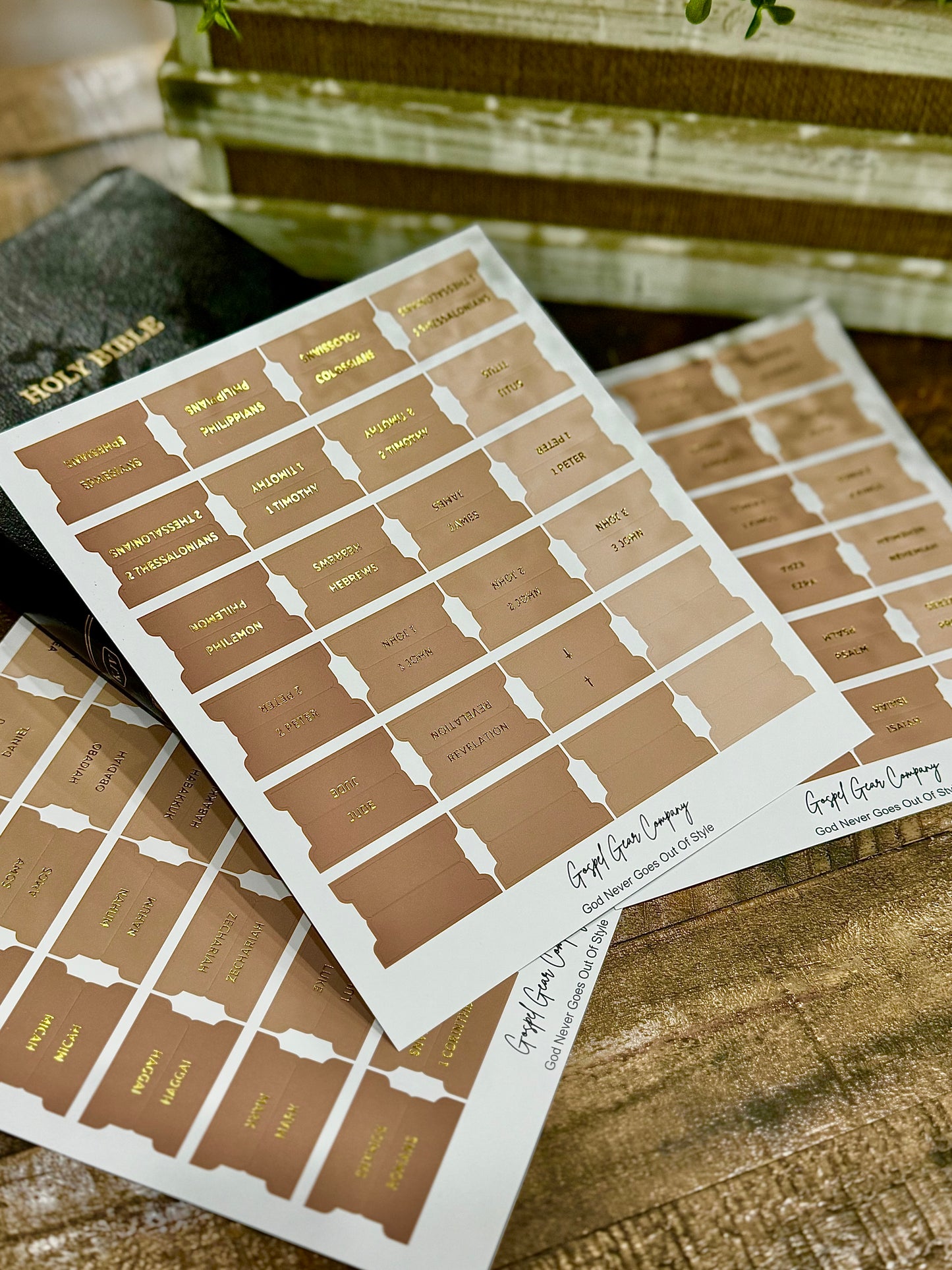 Gold Foil Sand Dune Matte Bible Tabs - Christian Bible Tabs - Christian Gift - Books Of The Bible Tabs - Bible Accessories - Bible Tabs