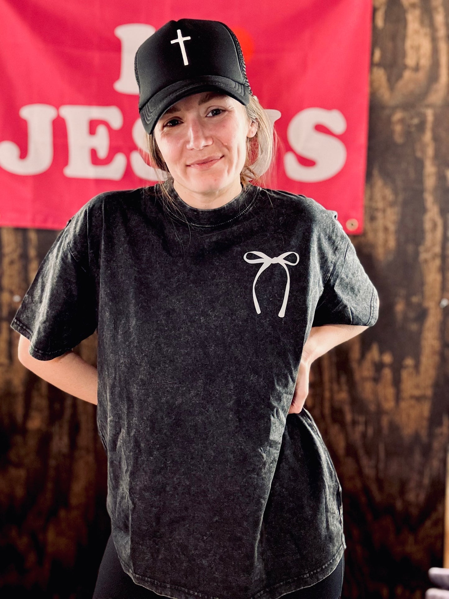 Stay Sweet Bow Tee - Acid Wash Tee - Christian Shirt - Jesus Tee - Christian Gift - Christian Apparel