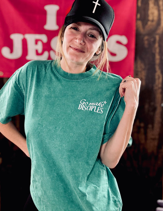 Go Make Disciples - Acid Wash Tee - Christian Shirt - Jesus Tee - Christian Gift - Christian Apparel
