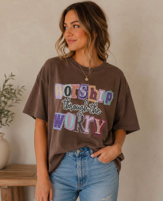 Worship Through The Worry - Espresso Comfort Colors Tee