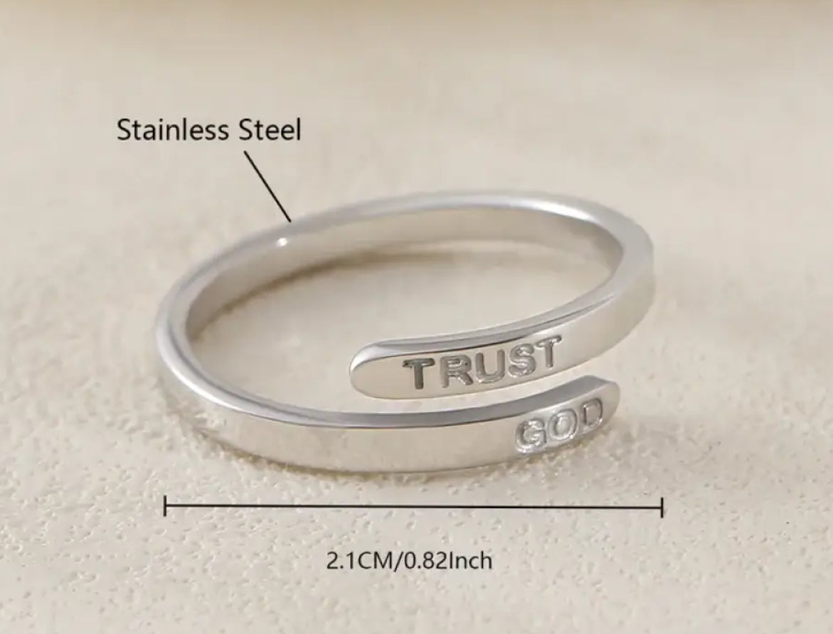 Trust God Engraved Ring - Christian Jewelry - Christian Ring - Christian Gift