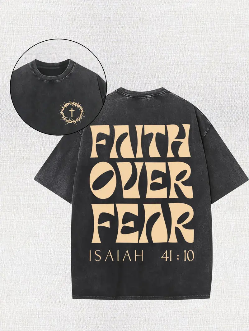Faith Over Fear - Acid Wash Tee - Christian Shirt - Jesus Tee - Christian Gift - Christian Apparel