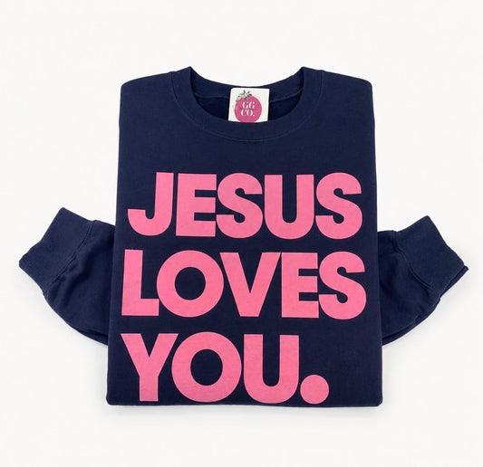Jesus Loves You. - Navy Crewneck Sweatshirt