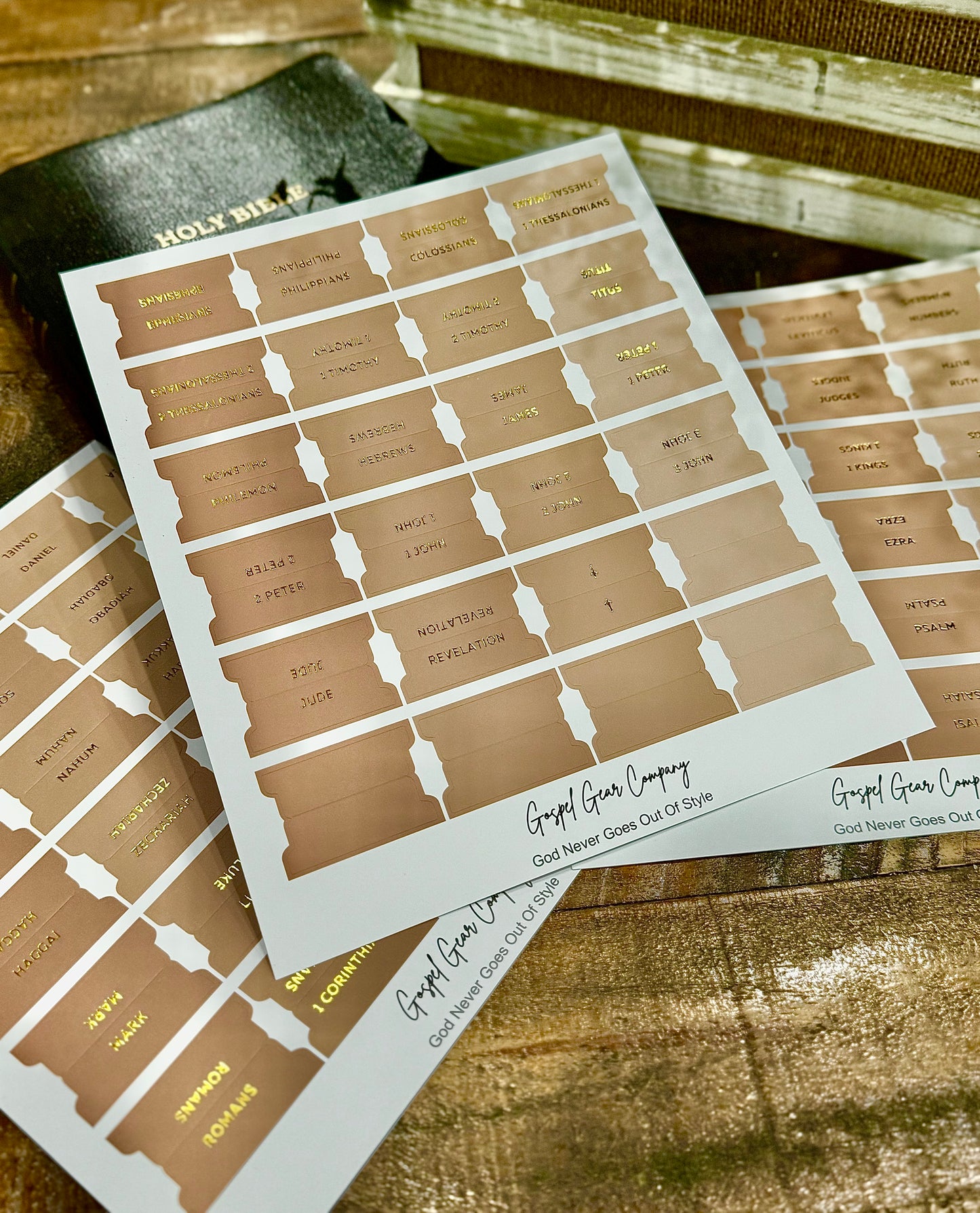 Gold Foil Sand Dune Matte Bible Tabs - Christian Bible Tabs - Christian Gift - Books Of The Bible Tabs - Bible Accessories - Bible Tabs
