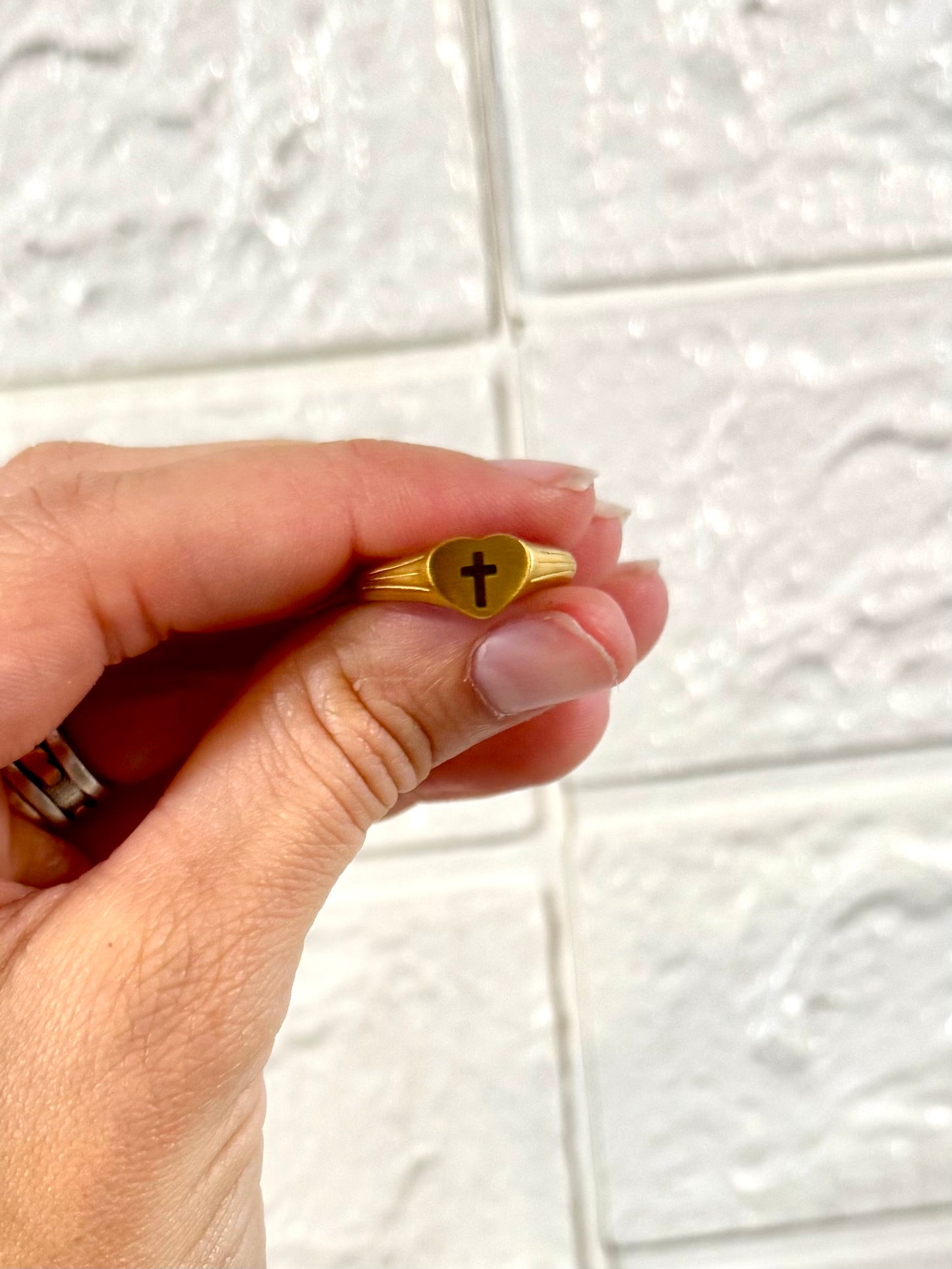 Cross Heart Gold 18k Gold Ring - Christian Jewelry - Christian Ring - Christian Gift