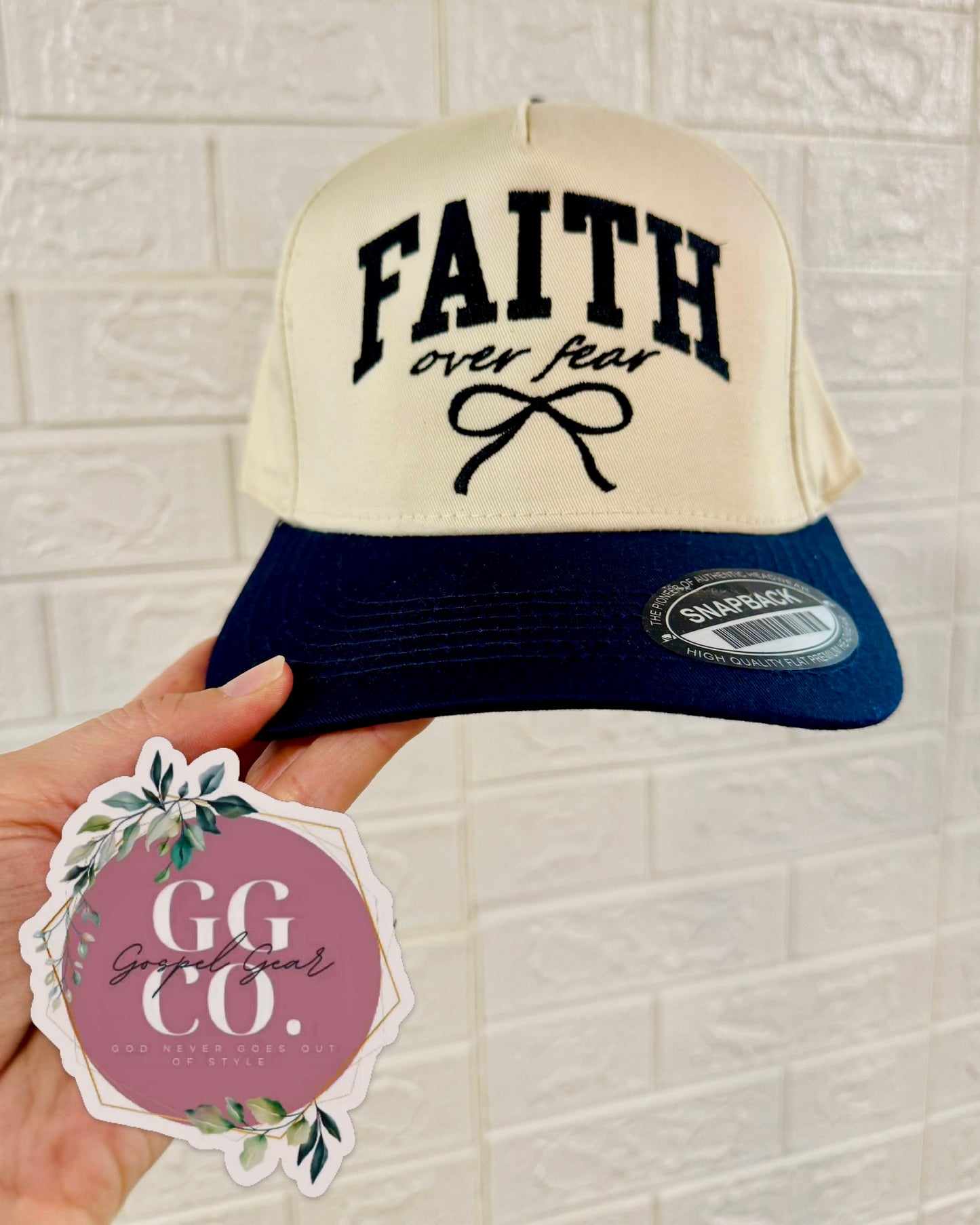 Faith Over Fear Bow Hat, Embroidered Vintage Hat, Christian Dad Hat, Christian Gift
