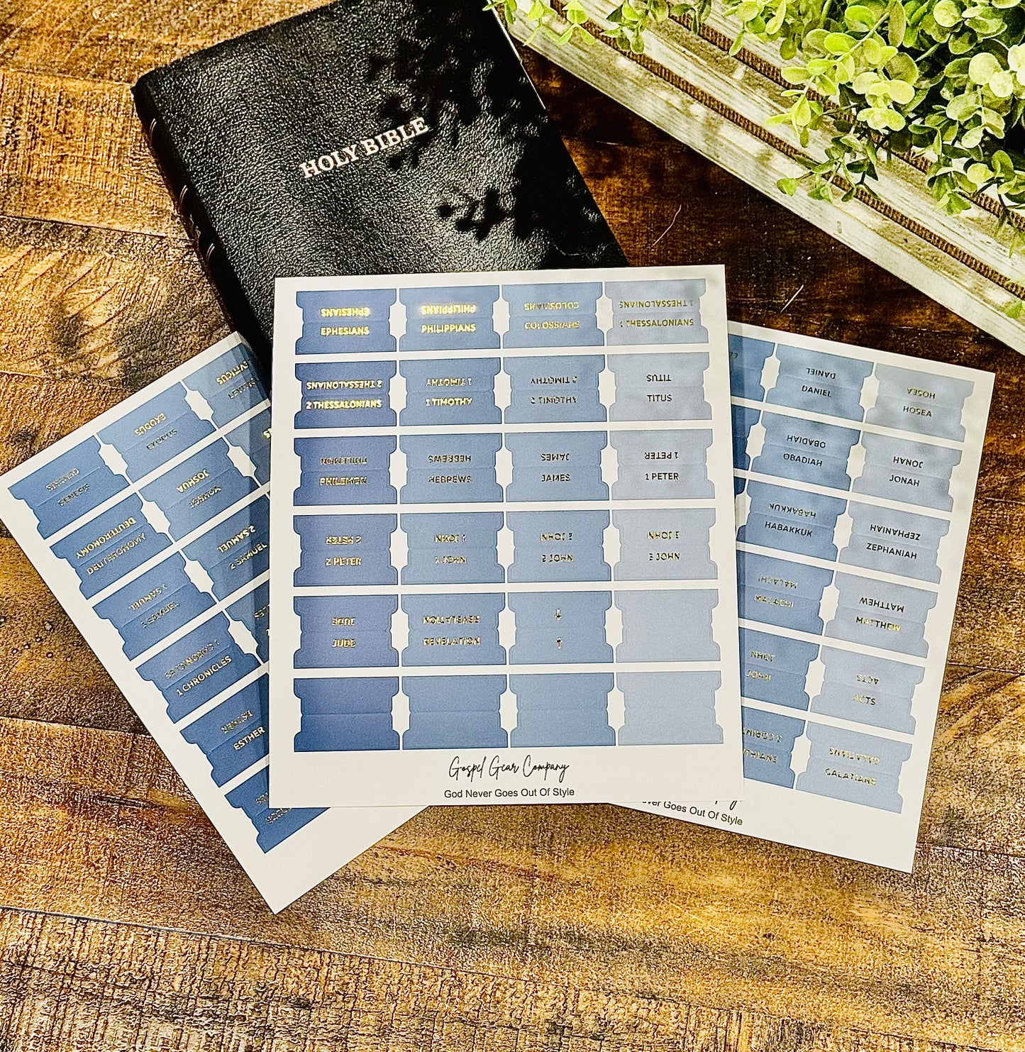 Gold Foil Ocean Breeze Matte Bible Tabs - Christian Bible Tabs - Christian Gift - Books Of The Bible Tabs - Bible Accessories - Bible Tabs