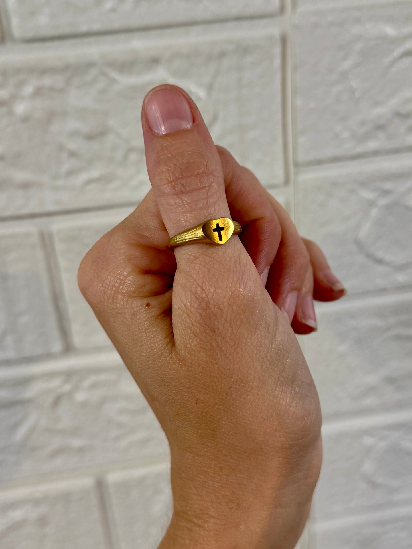 Cross Heart Gold 18k Gold Ring - Christian Jewelry - Christian Ring - Christian Gift