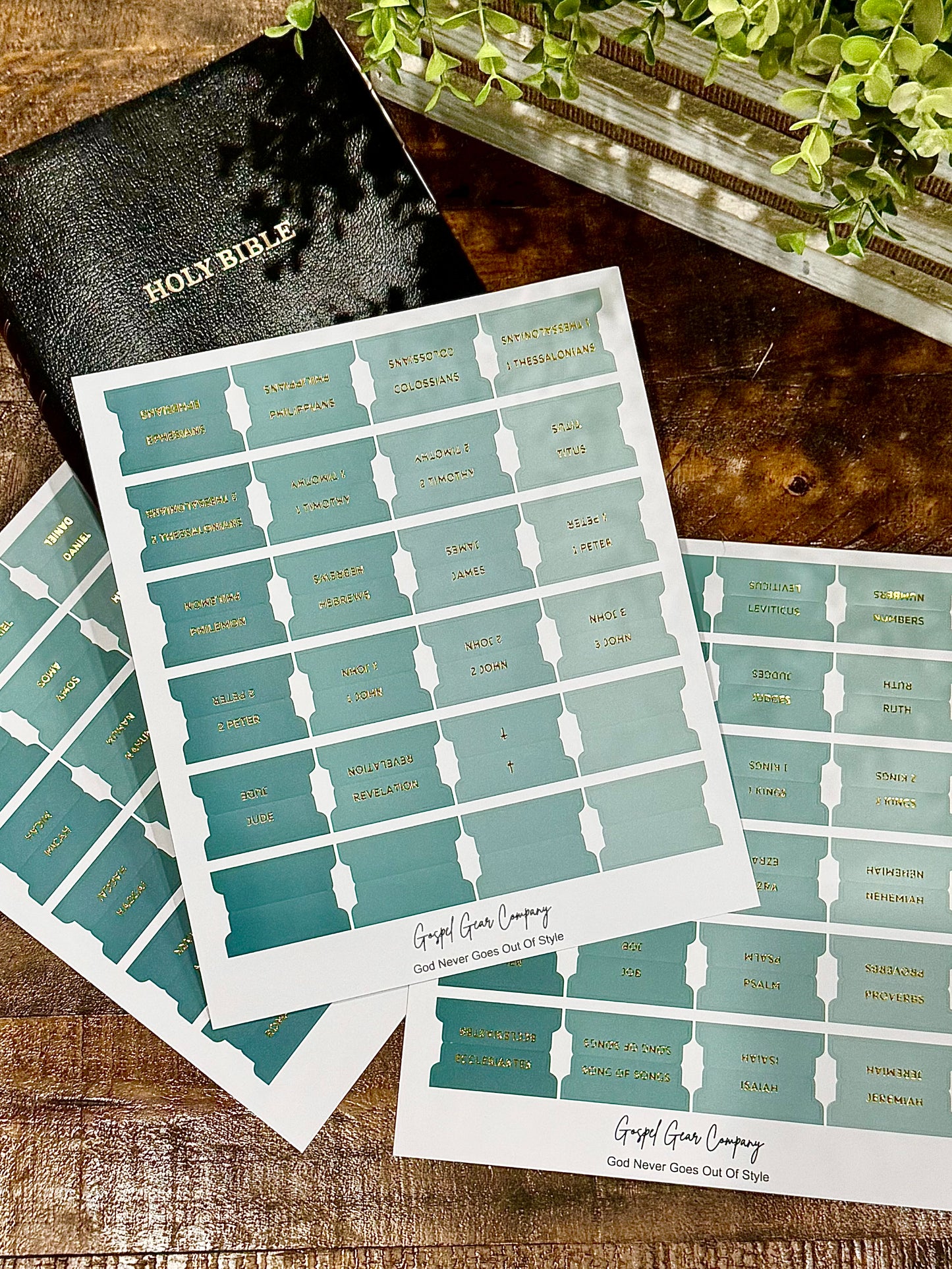 Gold Foil Sea Foam Matte Bible Tabs - Christian Bible Tabs - Christian Gift - Books Of The Bible Tabs - Bible Accessories - Bible Tabs