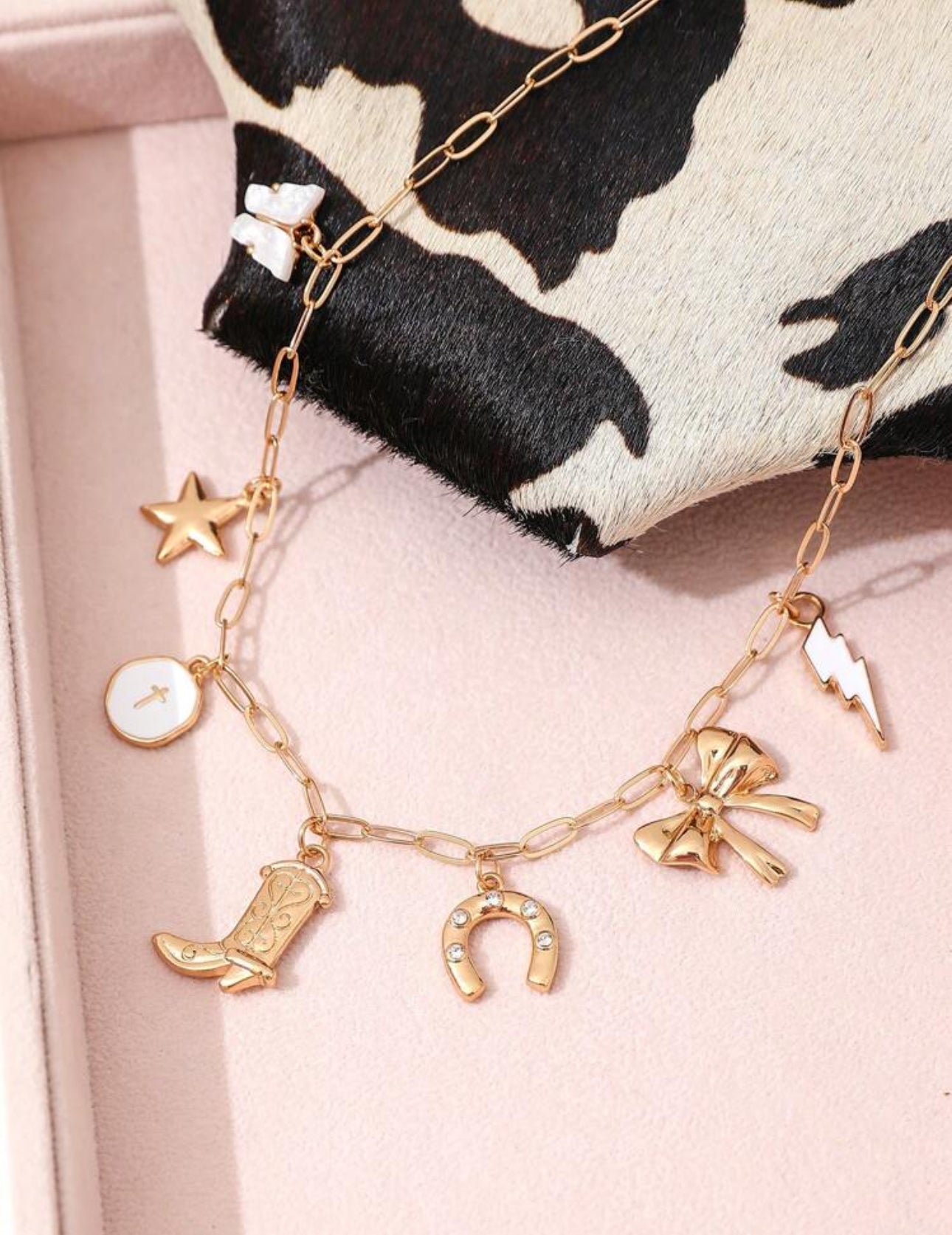 Christian Girly Charm Necklace And Bracelet - Cross Charm Bracelet - Christian Jewelry - Christian Gift - Christian Apparel - Charm Bracelet