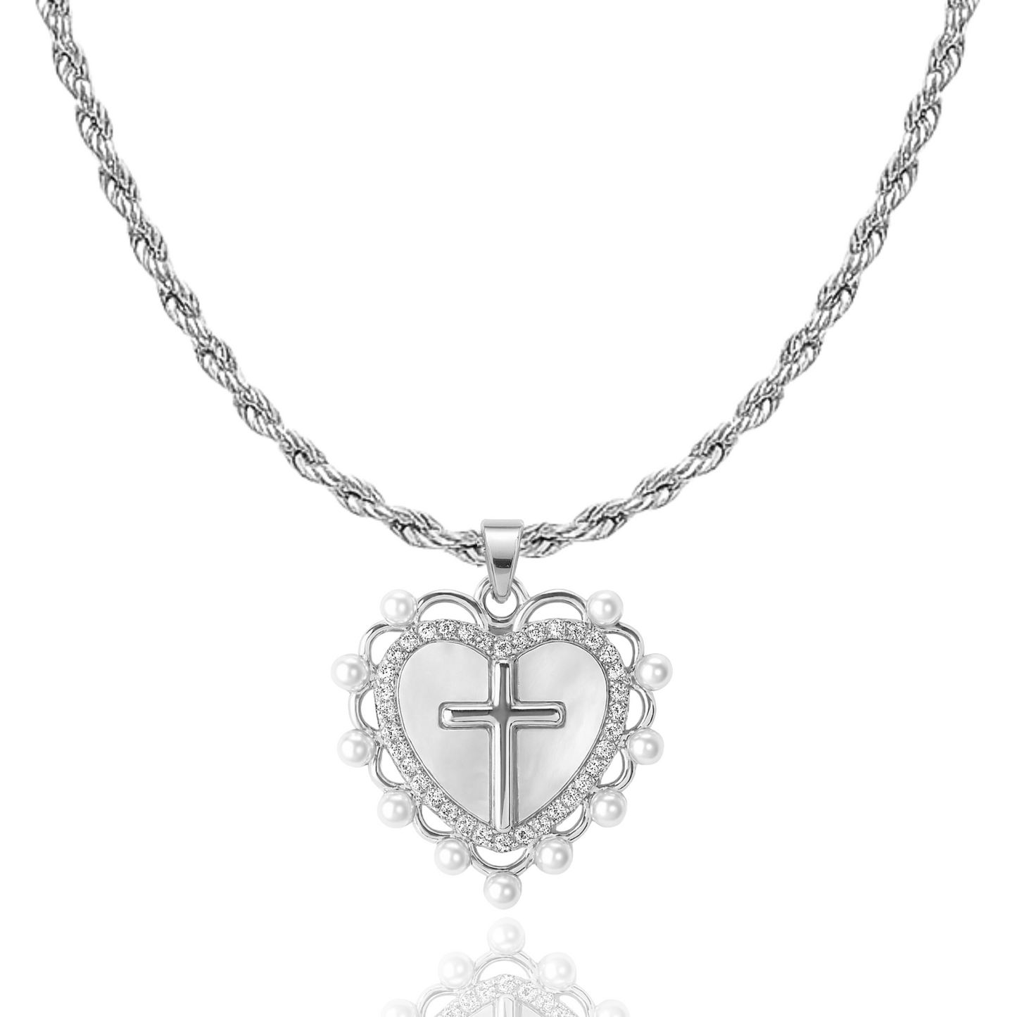 God Is Love Heart Cross Necklace - Christian Necklace - Fine Jewelry - Christian Gift