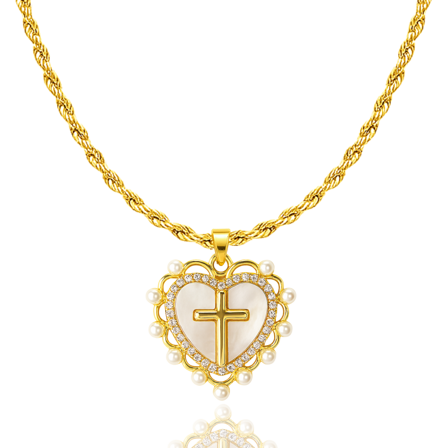 God Is Love Heart Cross Necklace - Christian Necklace - Fine Jewelry - Christian Gift