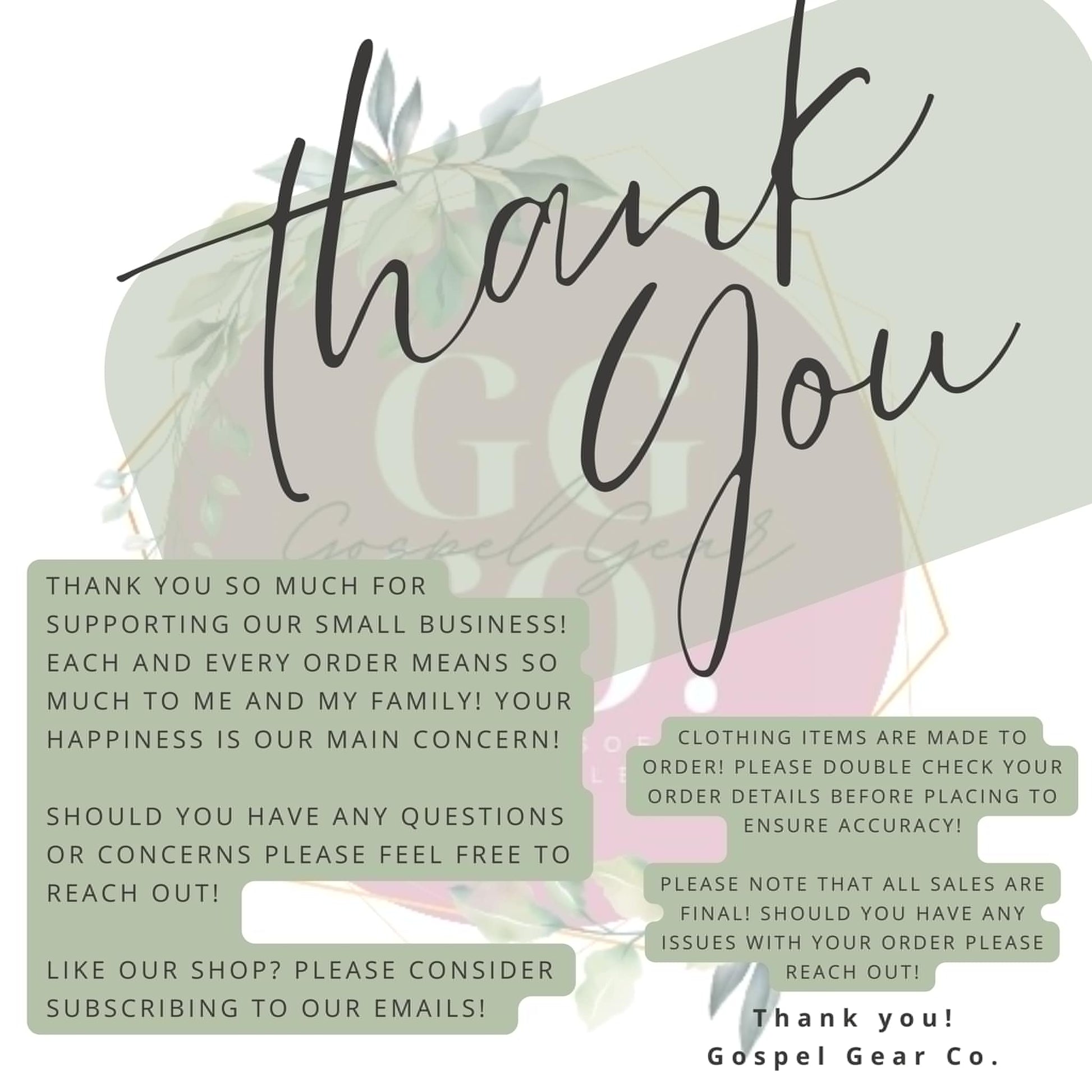 a thank card with the words thank you