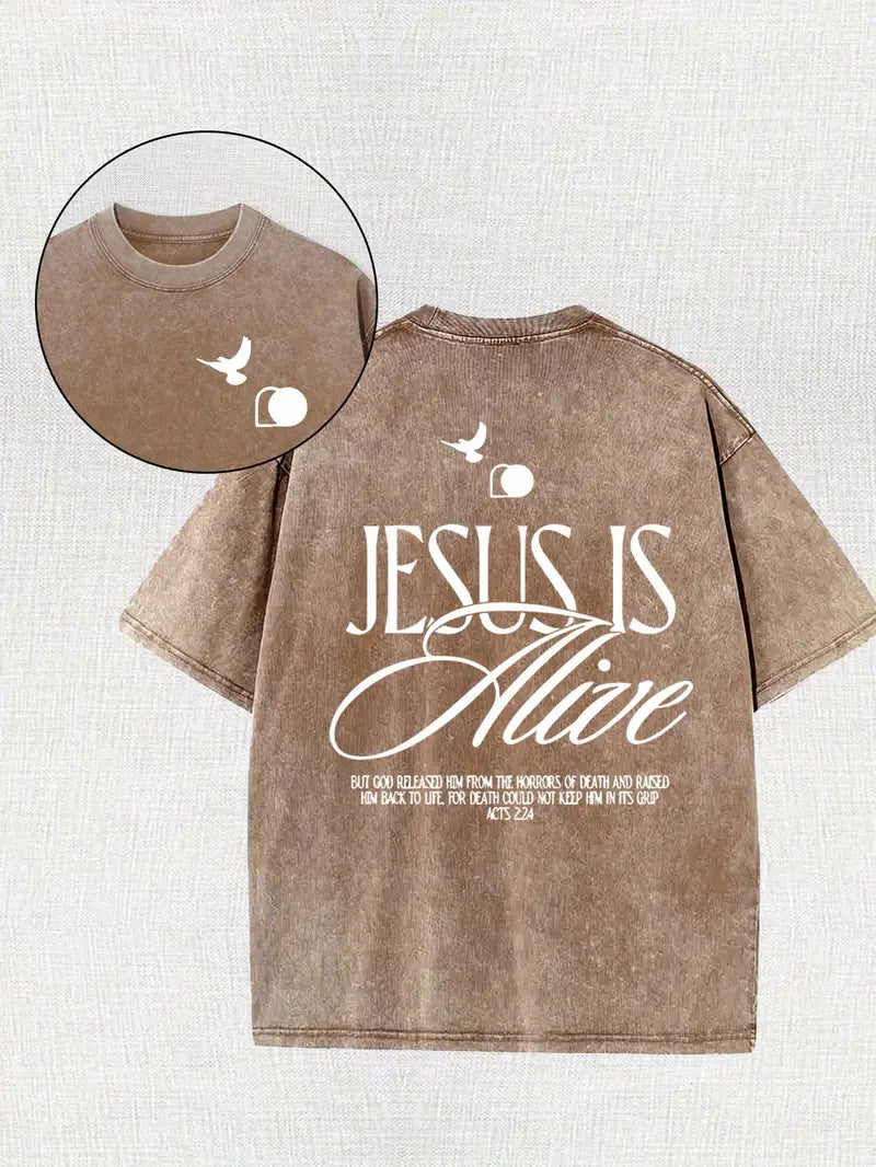 Jesus Is Alive Shirt - Acid Wash Tee - Christian Shirt - Jesus Tee - Christian Gift - Christian Apparel