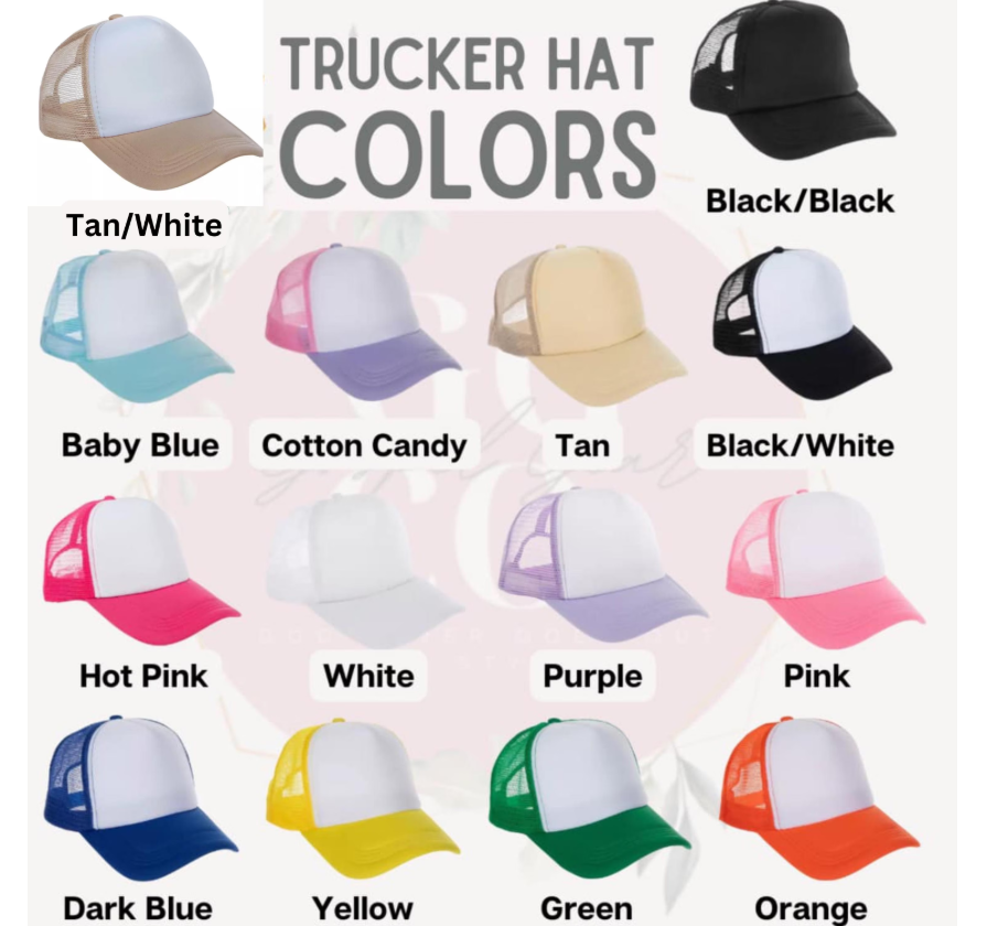 the trucker hat colors are shown in different colors