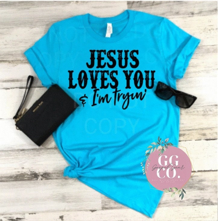 Christian Tee - Jesus Loves You - Bleached Christian Tee - Jesus Tee - Christian Apparel - Bleached Graphic Tee - Christian Gift (9-11)
