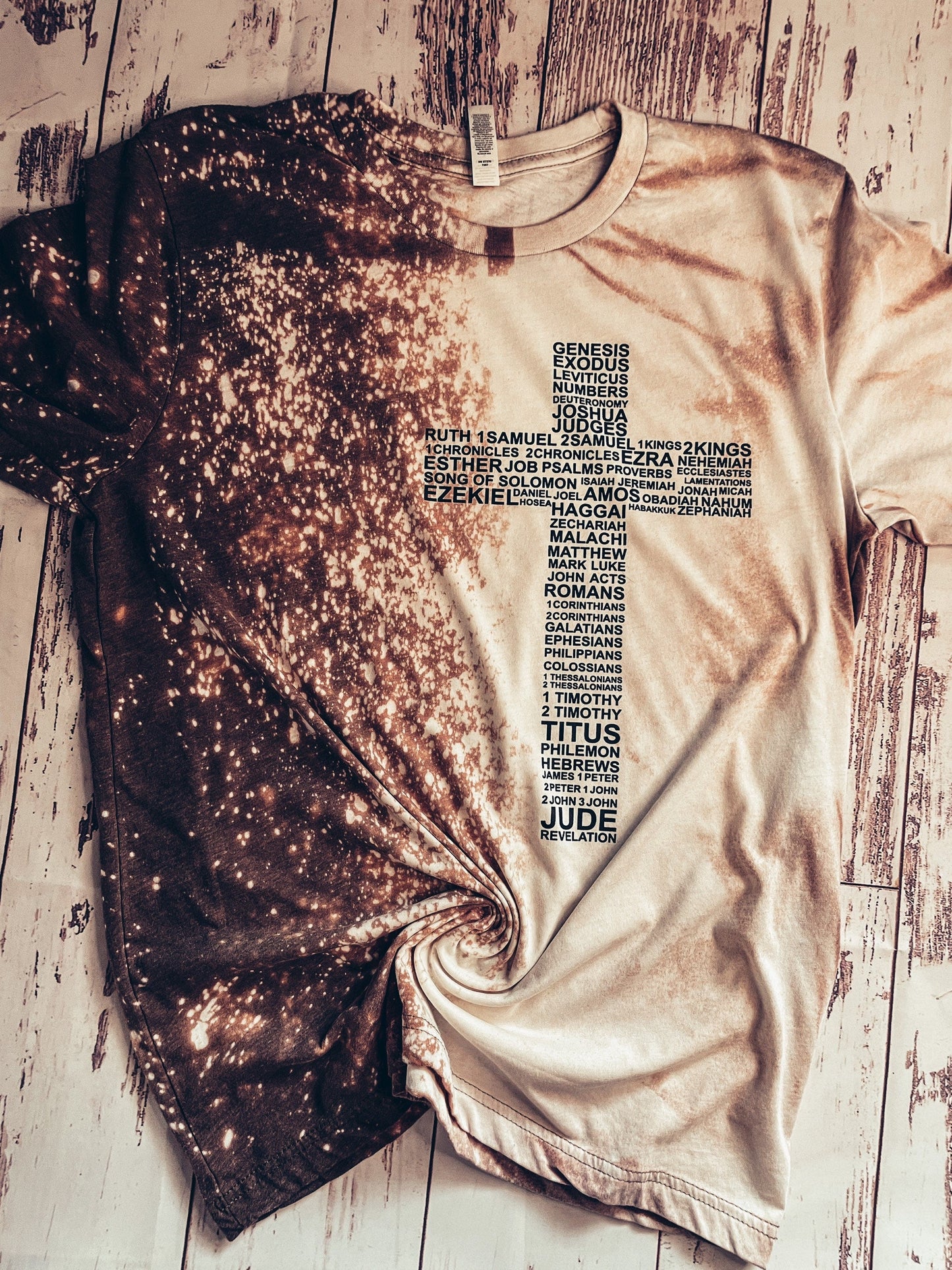 Christian Tee - Bible Chapter Cross - Bleached Christian Tee - Jesus Tee - Christian Apparel - Bleached Graphic Tee - Christian Gift (B6)