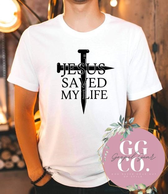 Christian Tee - Saved - Bleached Christian Tee - Jesus Tee - Christian Apparel - Bleached Graphic Tee - Christian Gift (8-7)