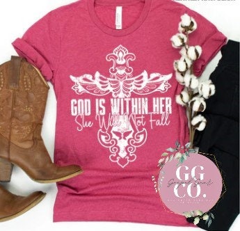 Christian Tee - God Is Within Her - Bleached Christian Tee - Jesus Tee - Christian Apparel - Bleached Graphic Tee - Christian Gift (10-12)