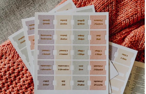 Christian Bible Tabs - Pastel Floral Bible Tabs - Christian Gift - Books Of The Bible Tabs - Bible Accessories - Bible Tabs