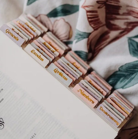 Christian Bible Tabs - Pastel Floral Bible Tabs - Christian Gift - Books Of The Bible Tabs - Bible Accessories - Bible Tabs