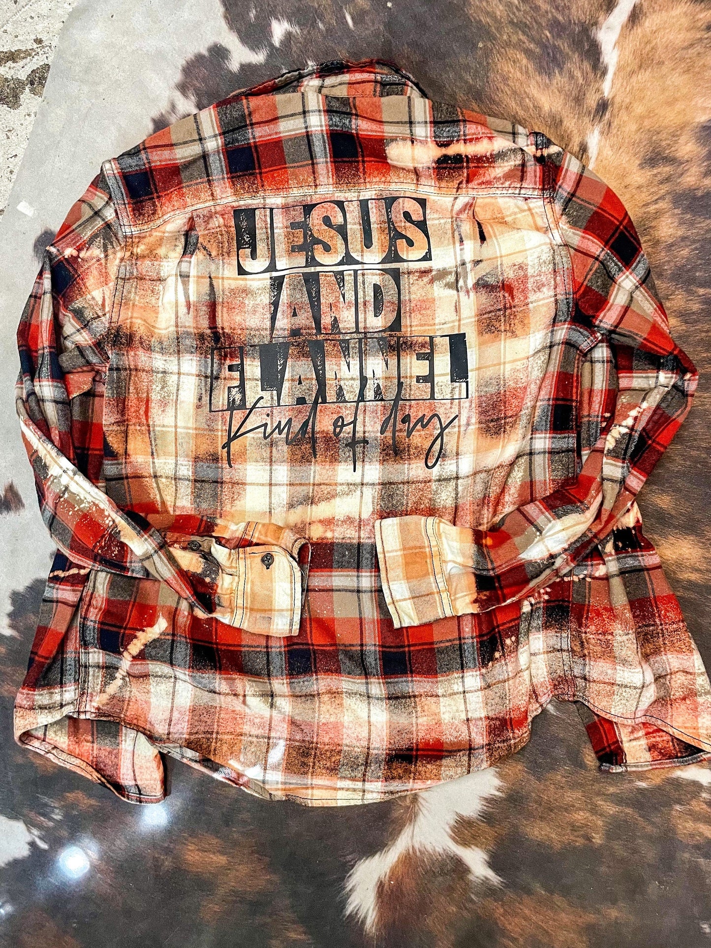 Distressed Bleached Flannel - Christian Flannel - Jesus Flannel - Christian Gift - Trendy Bleached Flannel - Fall Flannel - Flannel - Jacket