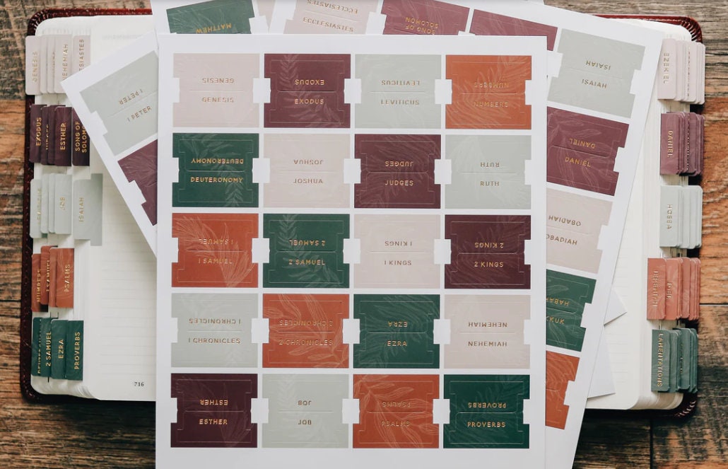 Christian Bible Tabs - Jewel Tone Bible Tabs - Matte Bible Tabs - Christian Gift - Books Of The Bible Tabs - Bible Accessories - Bible Tabs