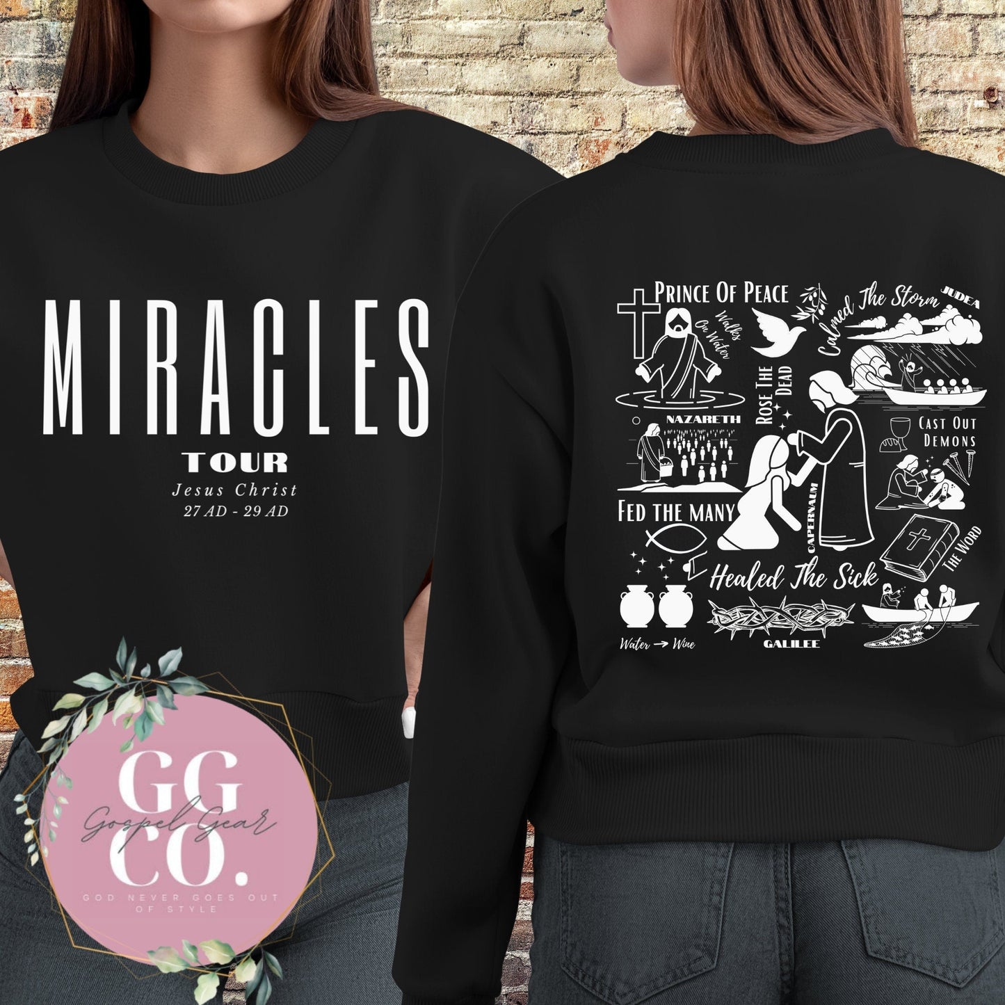 Christian Pullover - Miracles Tour - Jesus Pullover - Trendy Christian Pullover - Christian Gift - Christian Apparel