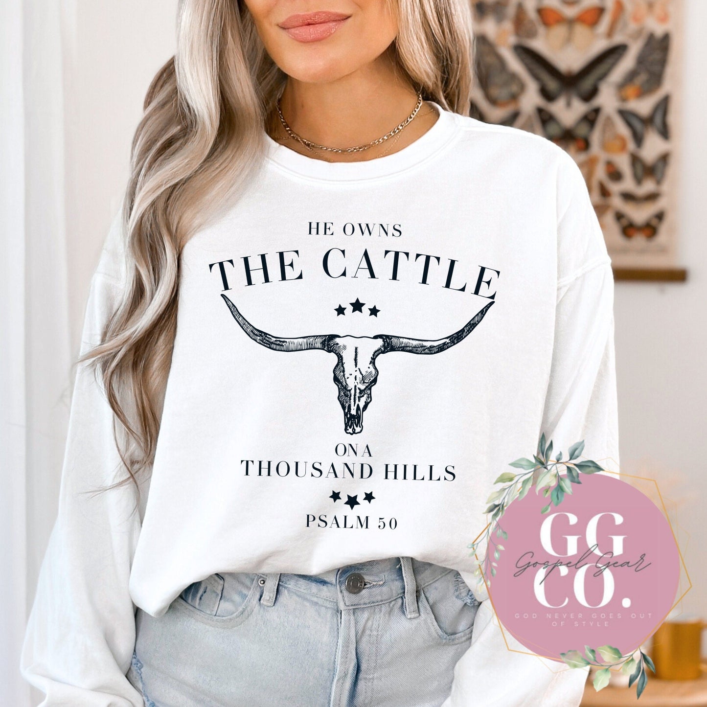 Christian Pullover -He Owns The Cattle - Jesus Pullover - Trendy Christian Pullover - Christian Gift - Christian Apparel (2-1)