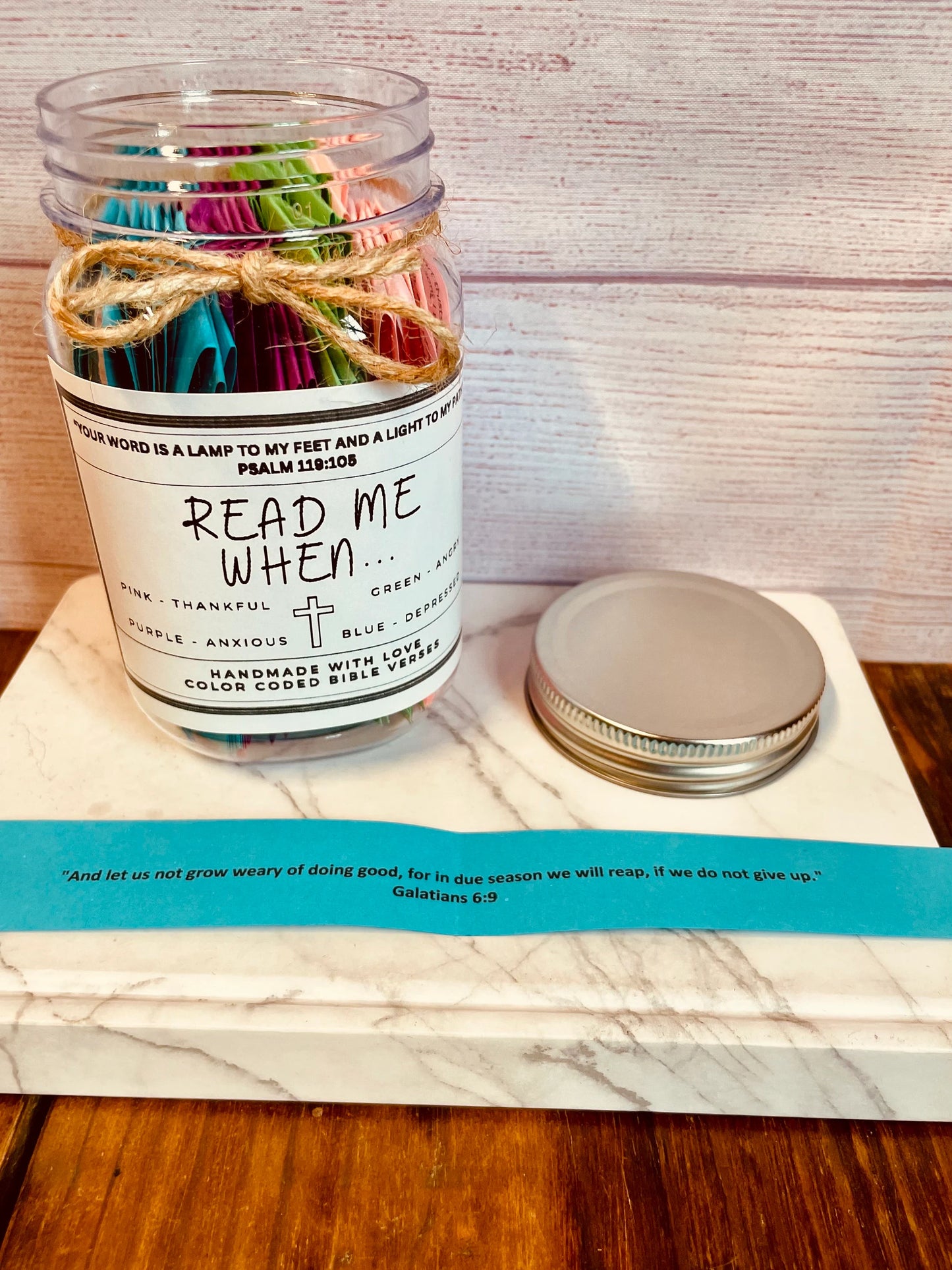 Read Me When Jar, Color-Coded Bible Verses, Scripture Jar, God's Encouragement, Christian Gift, Mental Health, Anxiety, Confirmation gift