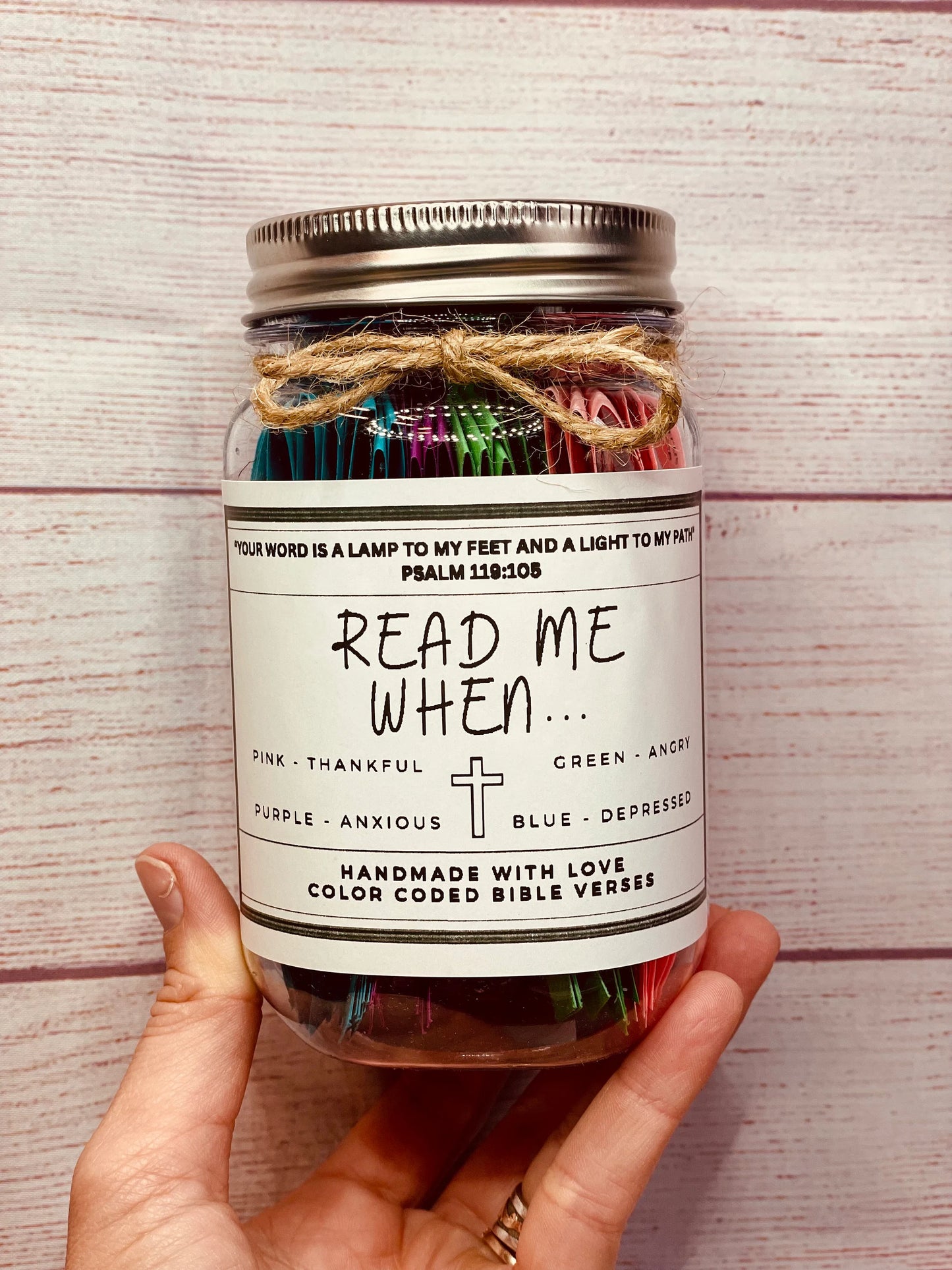 Read Me When Jar, Color-Coded Bible Verses, Scripture Jar, God's Encouragement, Christian Gift, Mental Health, Anxiety, Confirmation gift
