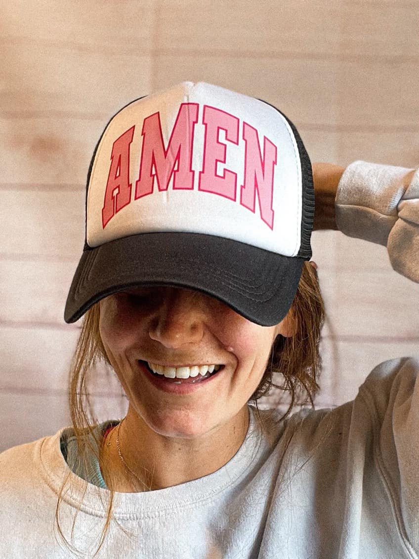 Christian Foam Trucker Hat, AMEN Trucker Hat, Foam Mesh Cap, Jesus Trucker Hat, Trucker Hat, Christian Gift, Religious Hat