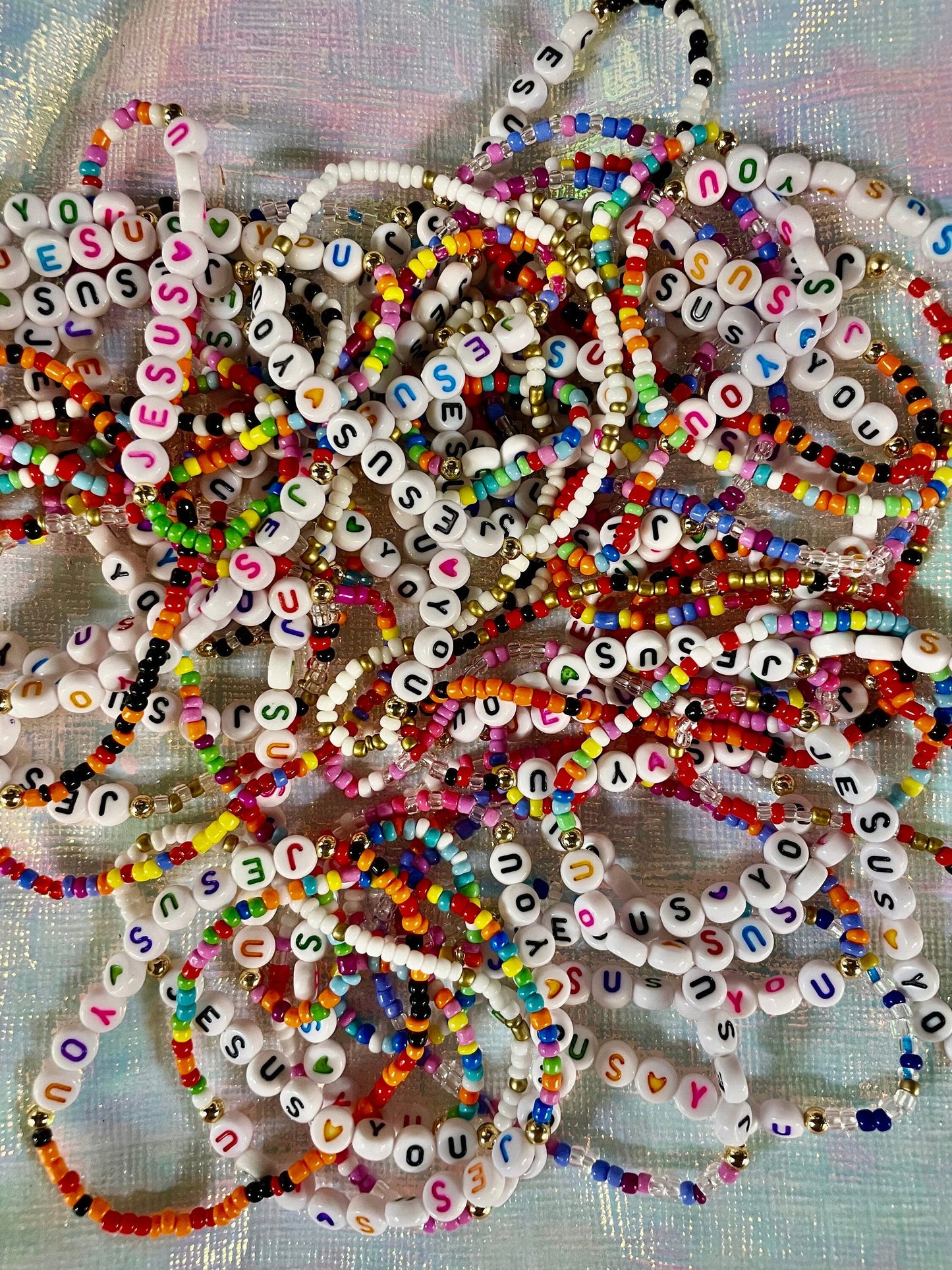 Beaded Bracelets - Jesus Bracelet - WWJD Bracelet - Stackable Bracelets - Bulk Beaded Braceletes - Christian Gift - Friendship Bracelets