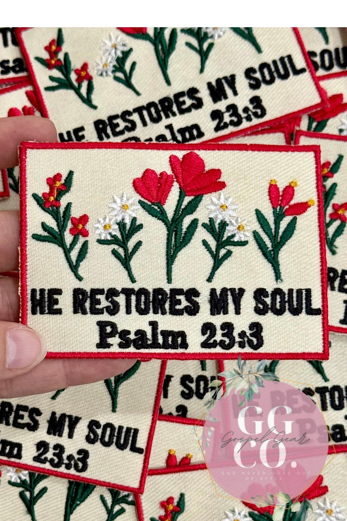He Restores My Soul Patch, Christian Hat Patch, Embroidered Patch, Trucker Hat Patch, Iron On, Trendy Hat Patch, Jesus Patch.