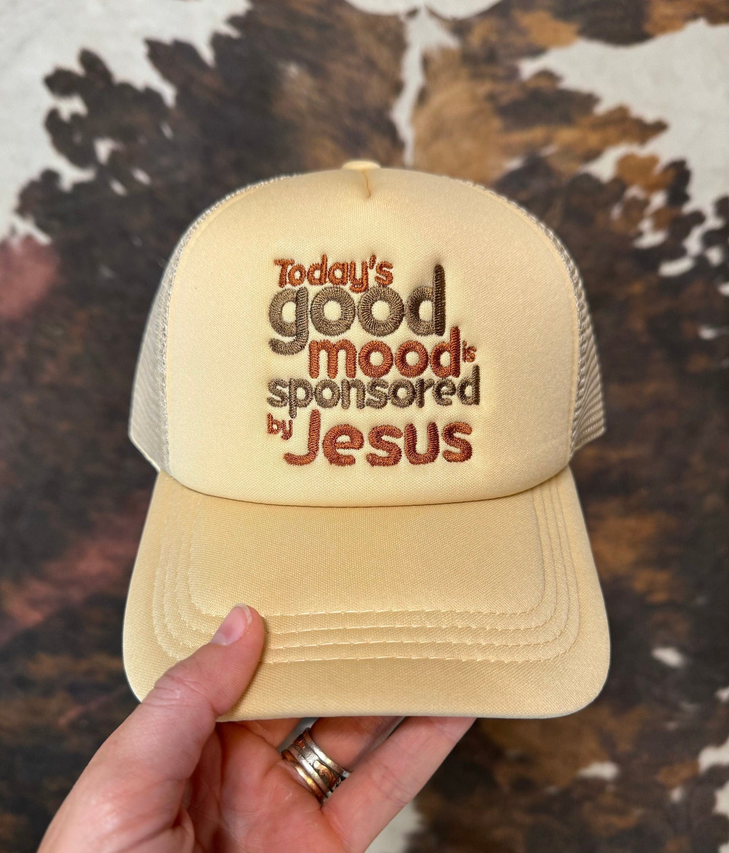 Christian Embroidered Trucker Hat, Todays Good Mood Trucker Hat, Foam Mesh Cap, Jesus Trucker Hat, Trucker Hat, Christian Gift, Embroidery