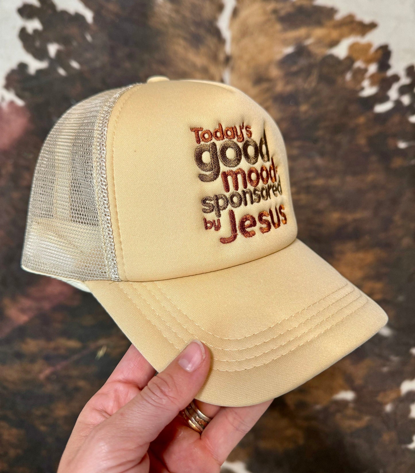Christian Embroidered Trucker Hat, Todays Good Mood Trucker Hat, Foam Mesh Cap, Jesus Trucker Hat, Trucker Hat, Christian Gift, Embroidery
