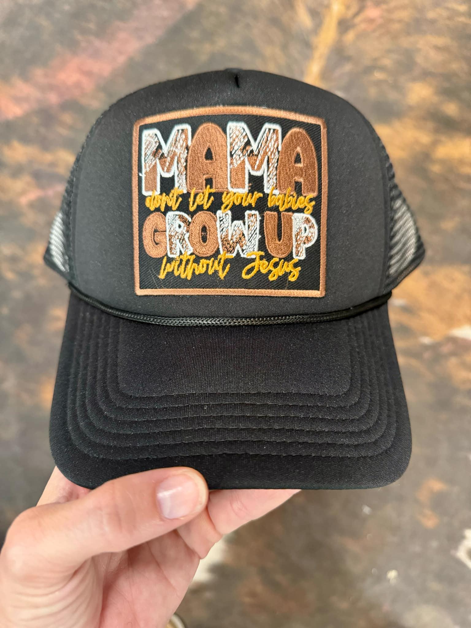 Christian Trucker Hat, Mama and Jesus Trucker Hat, Embroidered Patch Hat, Trucker Hat, Patch Trucker Hat, Christian Gift, Embroidered Patch