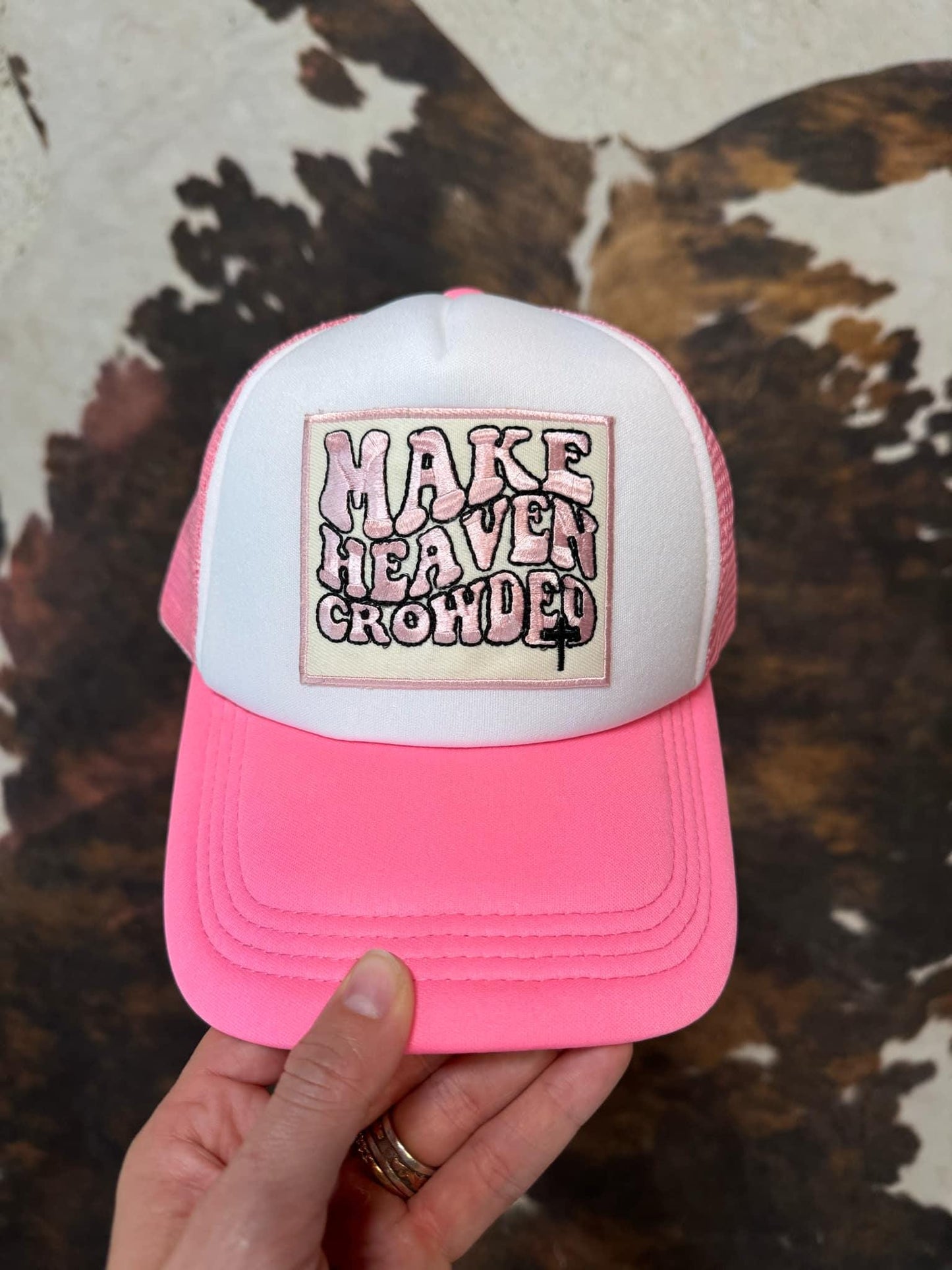 Christian Foam Trucker Hat, Make Heaven Crowded Hat, Embroidered Patch Hat, Trucker Hat, Patch Trucker Hat, Christian Gift, Embroidered Hat
