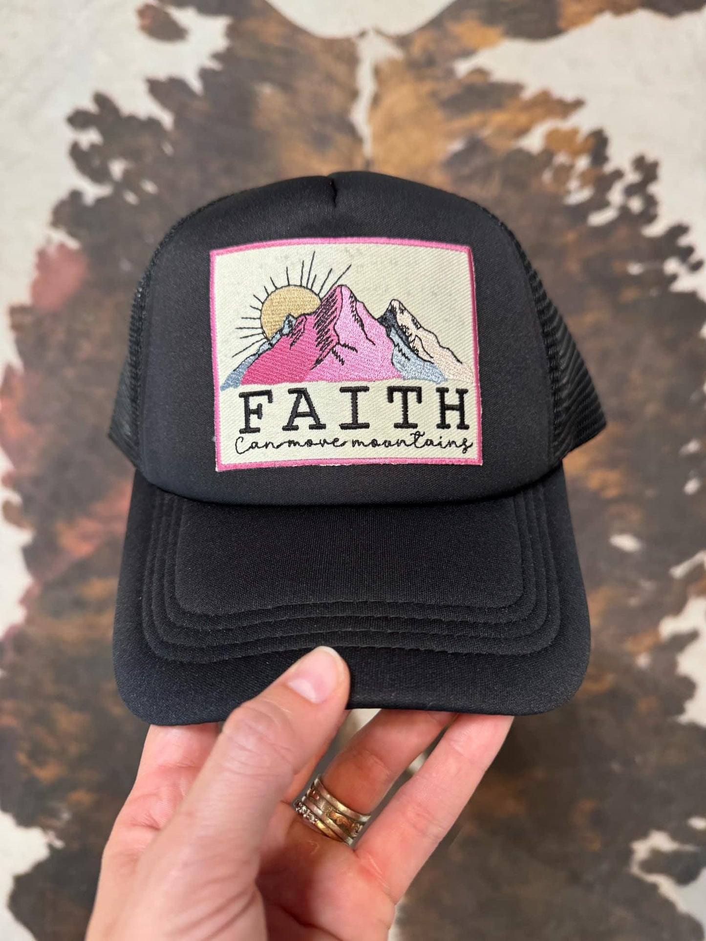 Christian Foam Trucker Hat, Faith Can Move Mountains Hat, Embroidered Patch Hat, Trucker Hat, Patch Trucker Hat, Christian Gift, Embroidered