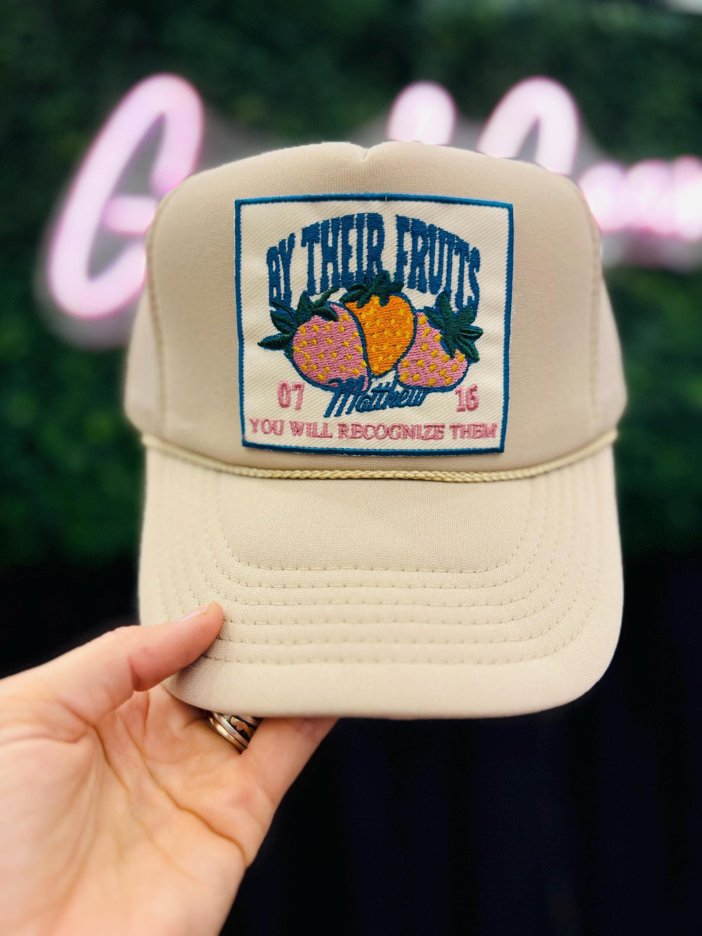 Christian Foam Trucker Hat, By Their Fruits Trucker Hat, Embroidered Patch Hat, Trucker Hat, Patch Trucker Hat, Christian Gift, Jesus Hats