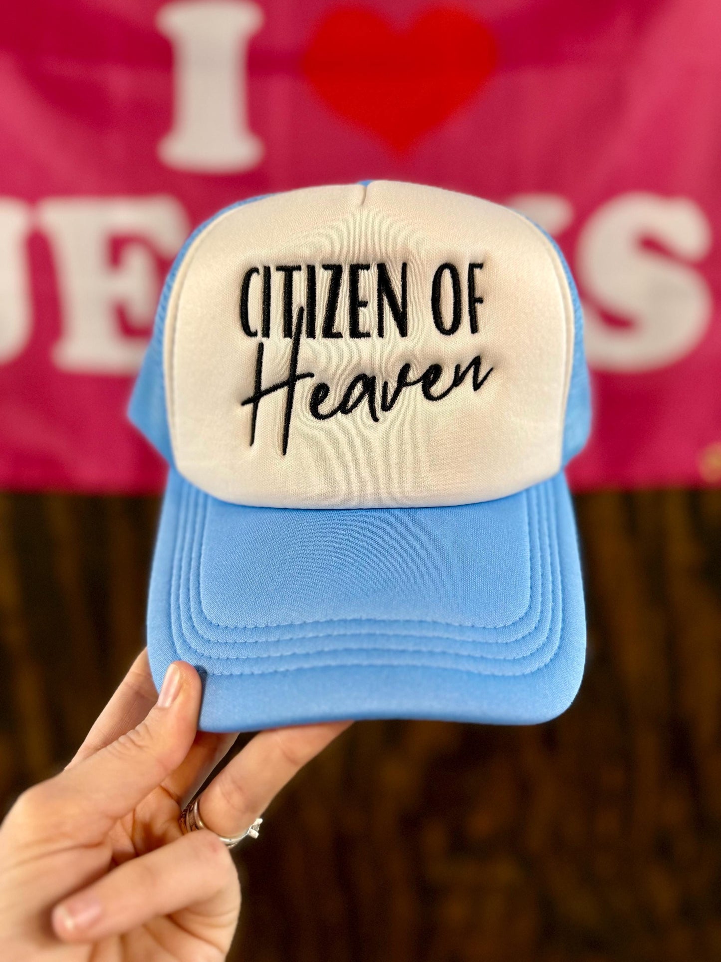 Christian Embroidered Trucker Hat, Citizen Of Heaven Trucker Hat, Foam Mesh Cap, Jesus Trucker Hat, Trucker Hat, Christian Gift
