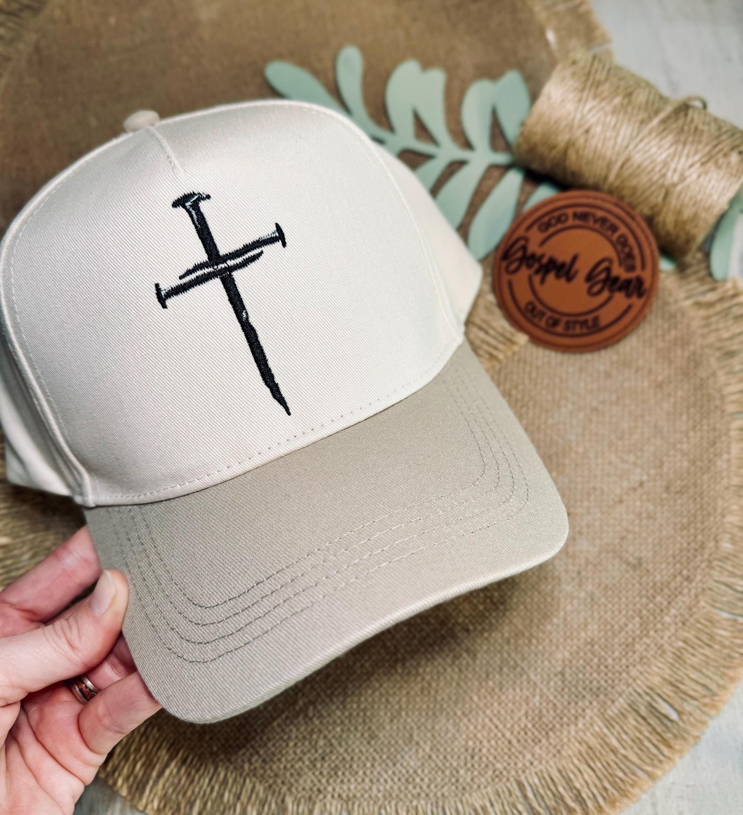 Christian Embroidered Hat, Three Nails Cross Hat, Vintage Hat, Jesus Hat, Dad Hat, Christian Gift, Embroidered Canvas Hat, Nail Cross Hat