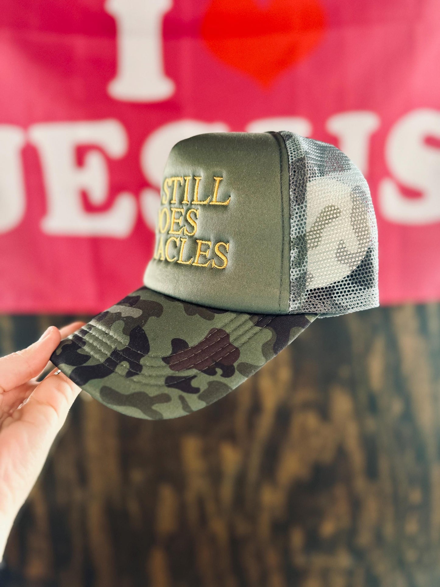 Christian Embroidered Trucker Hat, He Still Does Miracles Trucker Hat, Foam Mesh Cap, Jesus Trucker Hat, Trucker Hat, Christian Gift