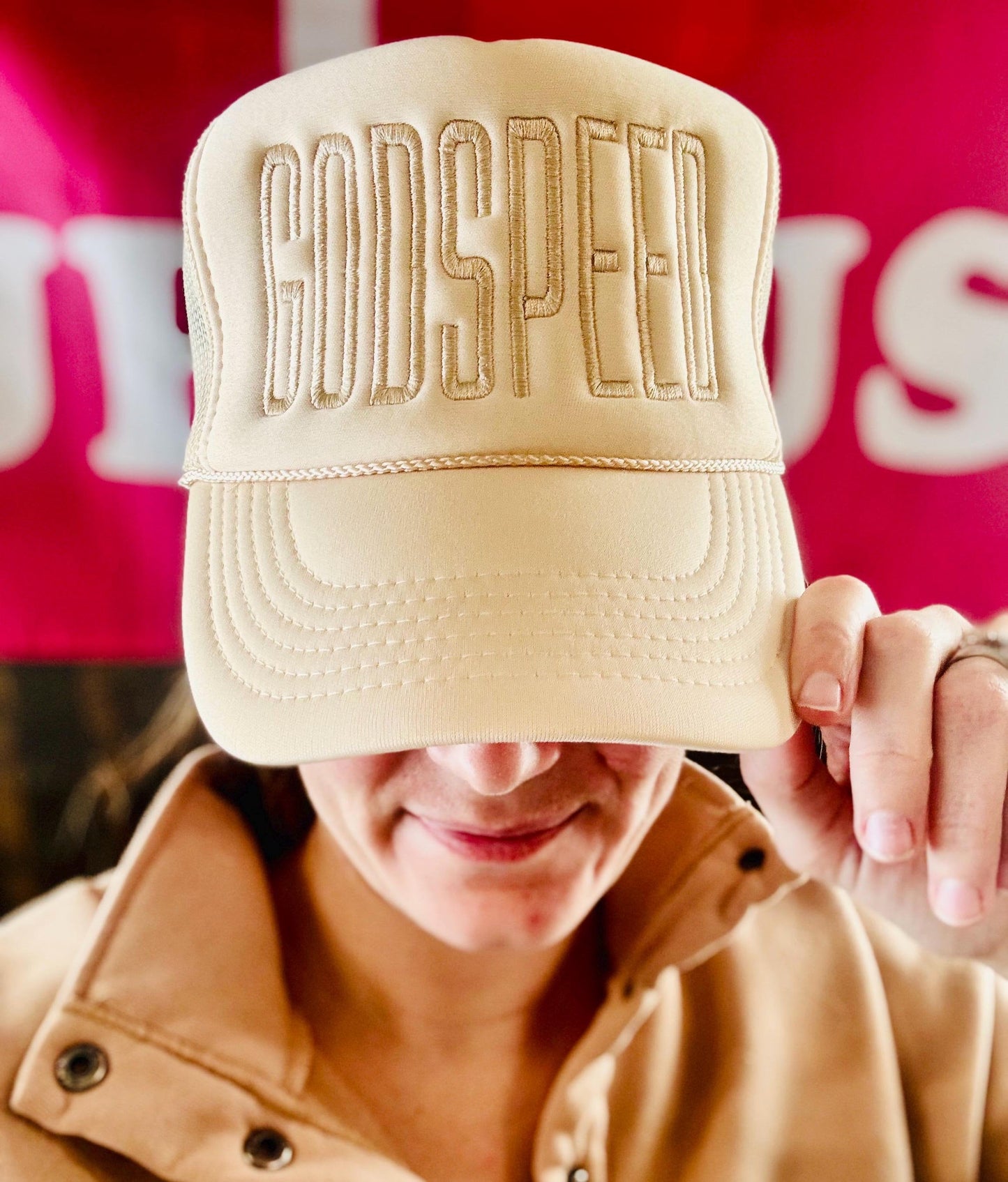 Christian Embroidered Trucker Hat, Godspeed Trucker Hat, Foam Mesh Cap, Jesus Trucker Hat, Trucker Hat, Christian Gift, Godspeed Hat, Hat