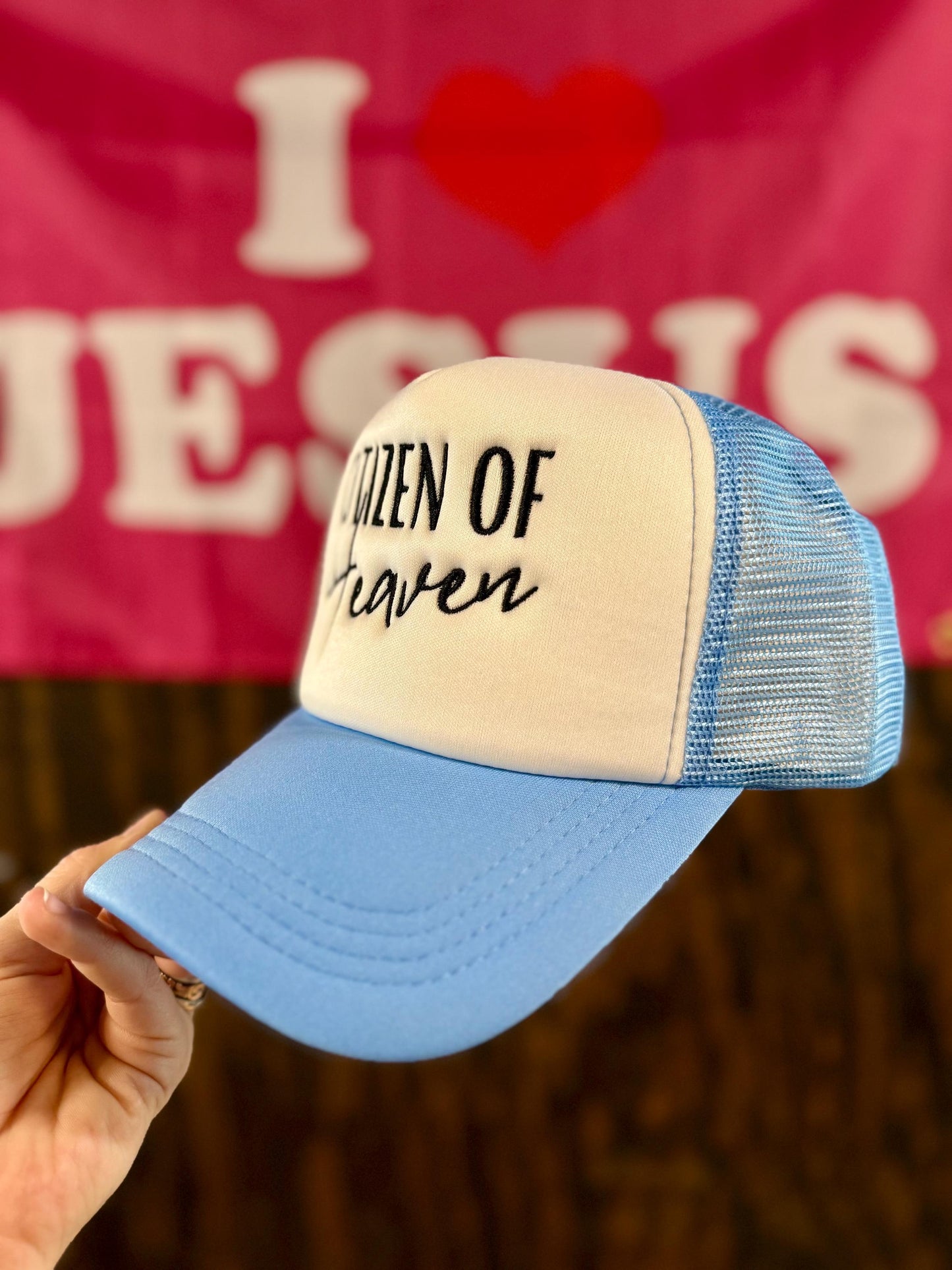 Christian Embroidered Trucker Hat, Citizen Of Heaven Trucker Hat, Foam Mesh Cap, Jesus Trucker Hat, Trucker Hat, Christian Gift